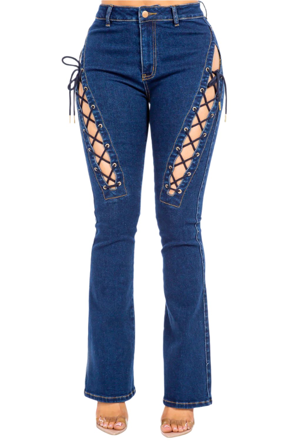 Fierce Lace-Up Flare Jeans