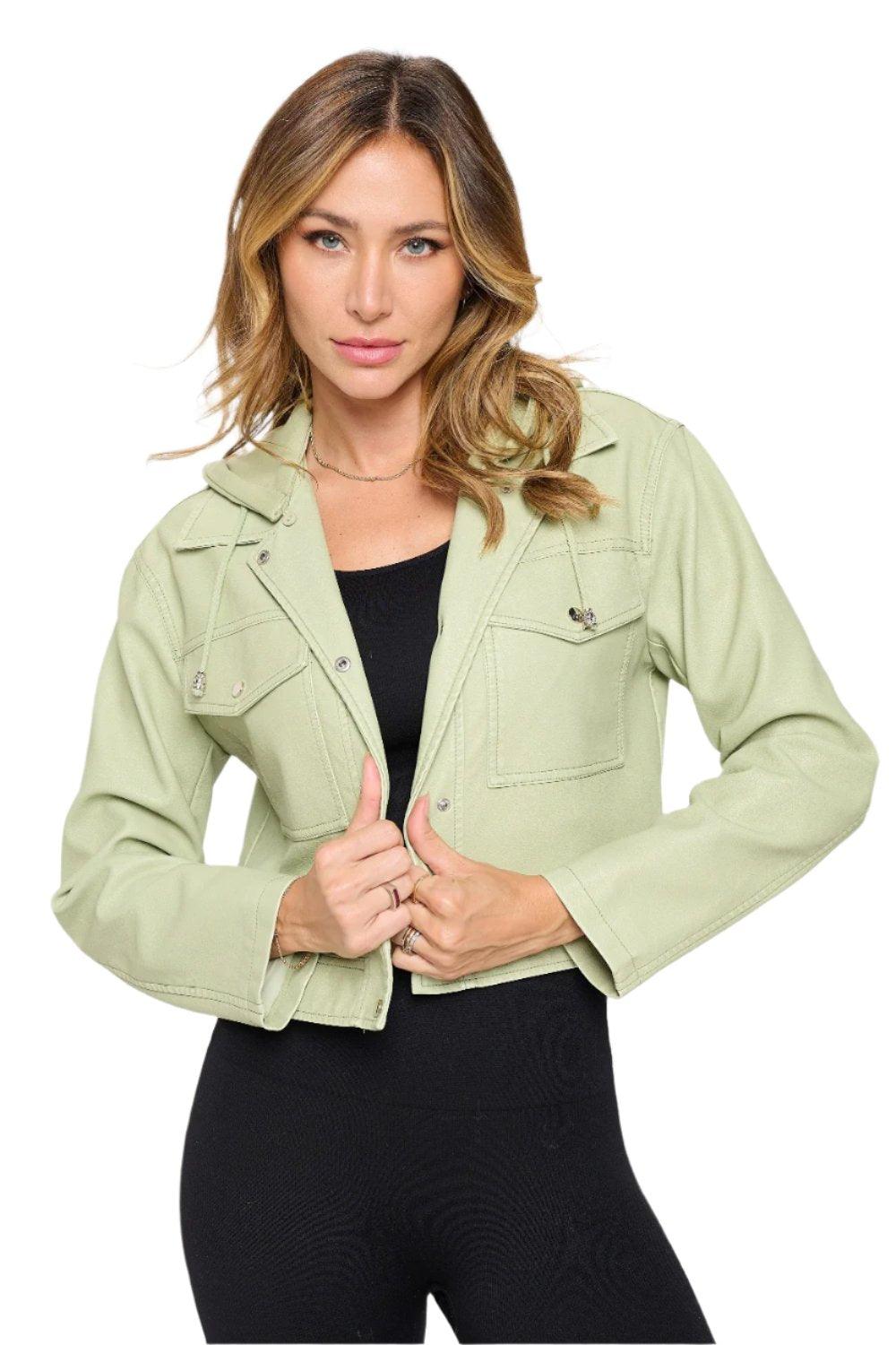 Marie Snap Down Cropped Hooded Jacket - Dapper Deluxe Fashion