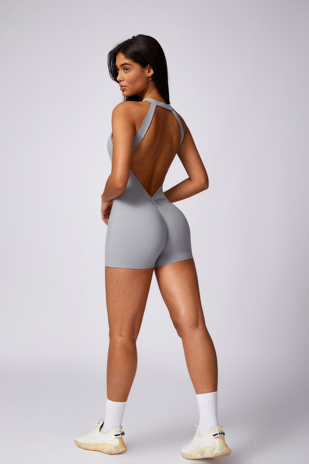 Alexis Sculpt Active Romper-Rhino Grey