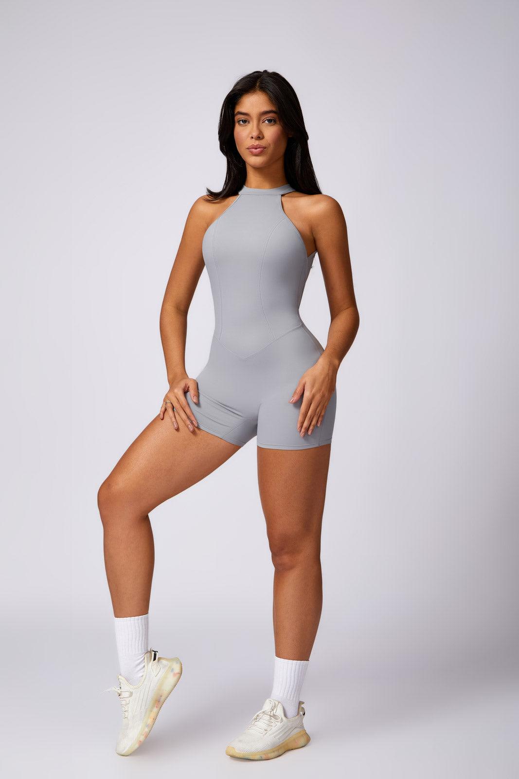 Alexis Sculpt Active Romper-Rhino Grey