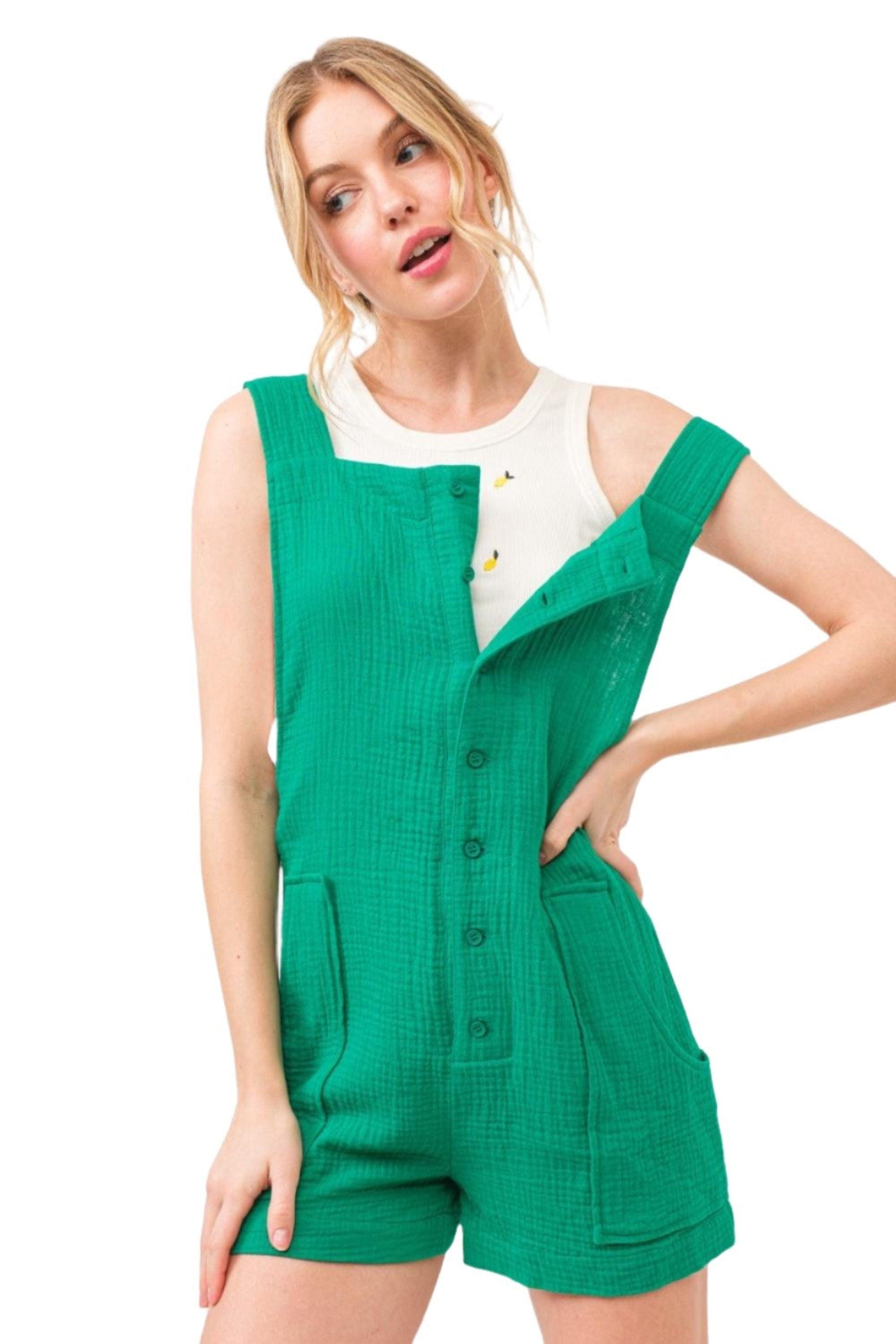 Women's Jade Overall Romper - Dapper Deluxe Fashion