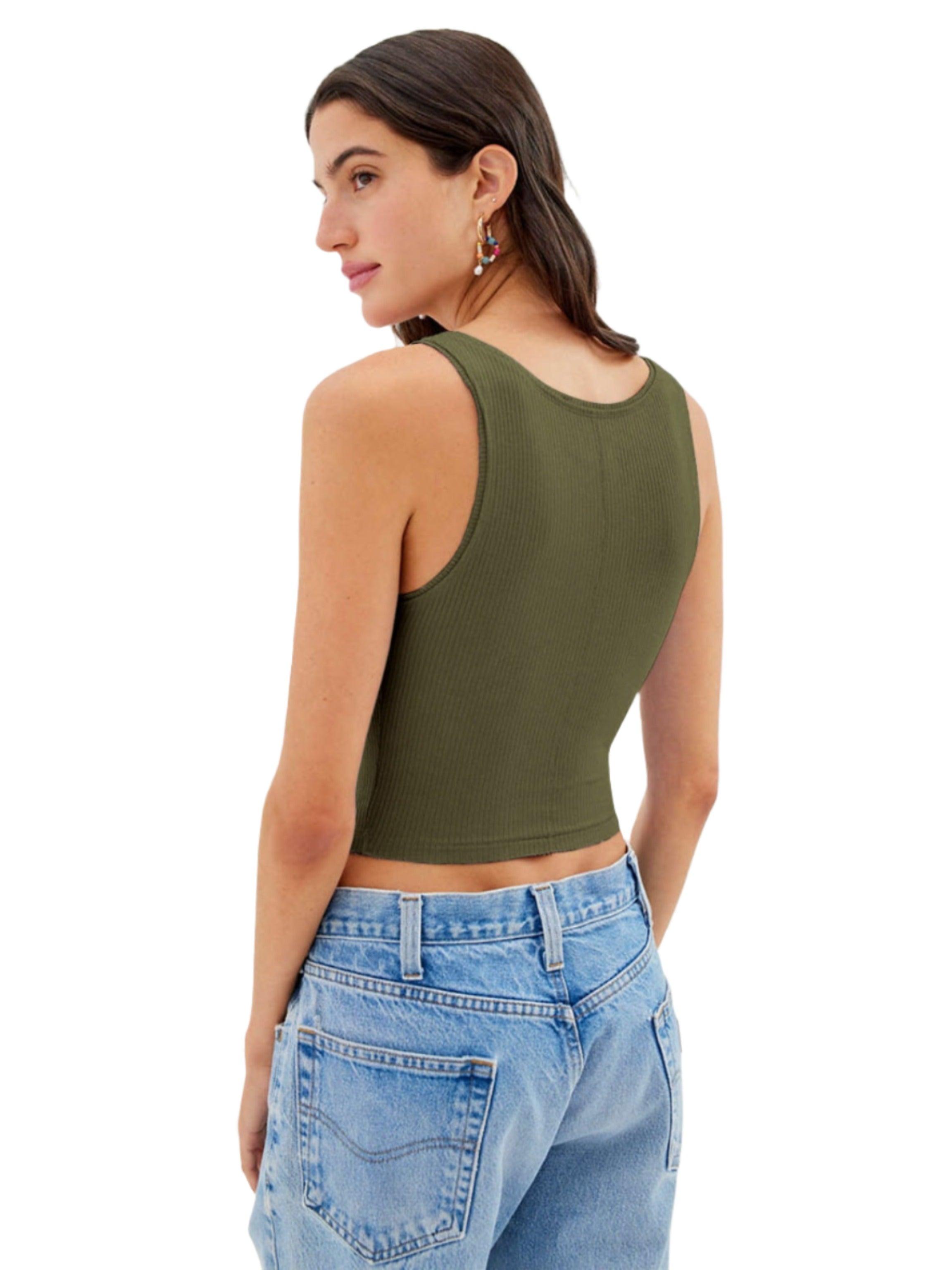 Ruth Ribbed Square Crop Tank - Dapper Deluxe Fashion