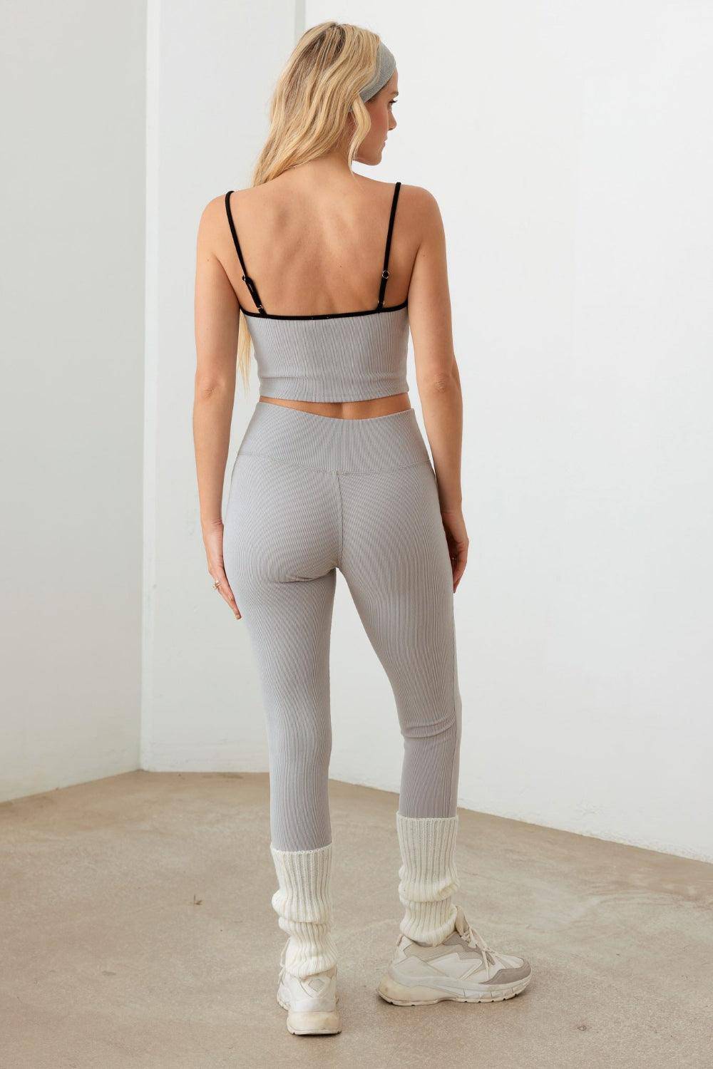 Le Lis Ribbed Crop Cami and High Waist Brushed Leggings Set - Dapper Deluxe Fashion