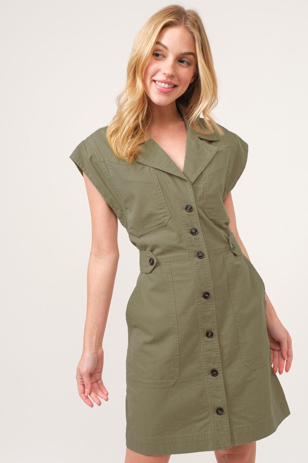 Button Up Sleeveless Dress - Dapper Deluxe Fashion