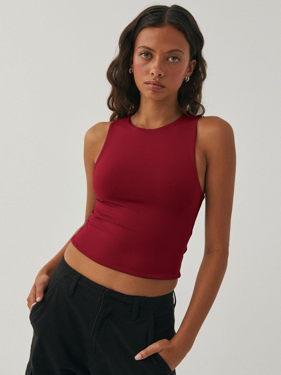 Round Neck Cropped Tank - Dapper Deluxe Fashion