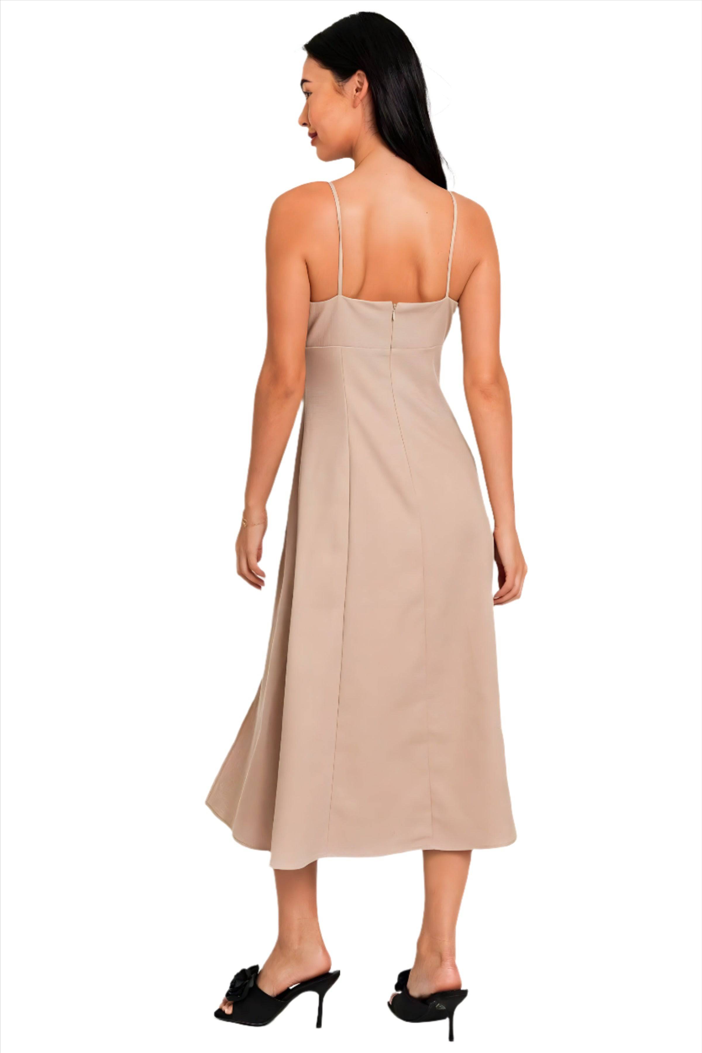 Women's Khaki Milkmaid Sundress - Dapper Deluxe Fashion