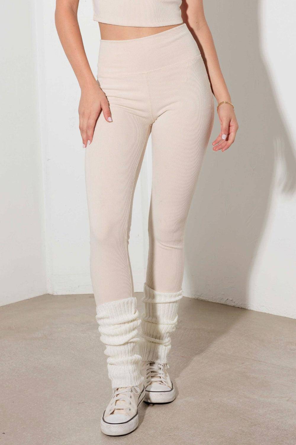 Le Lis Ribbed Crop Cami and High Waist Brushed Leggings Set - Dapper Deluxe Fashion