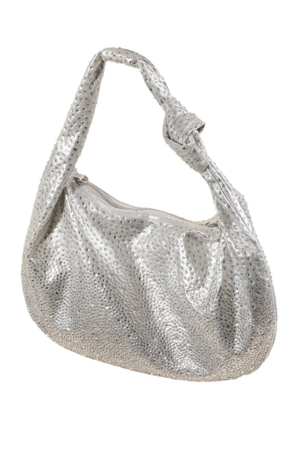 Rhinestone Studded Hobo Mini Bag - Dapper Deluxe Fashion