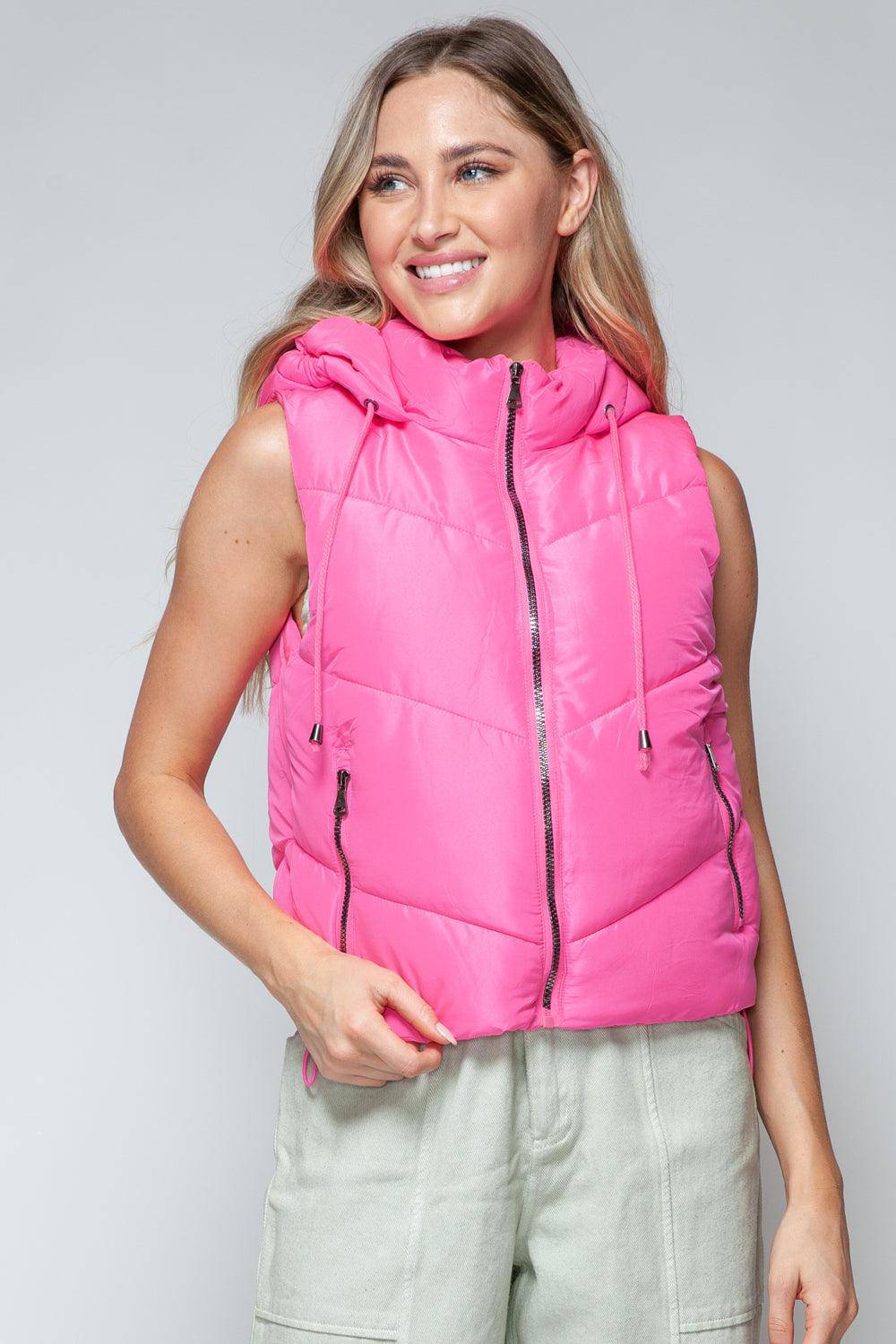 Barb Hooded Puffer Vest - Dapper Deluxe Fashion