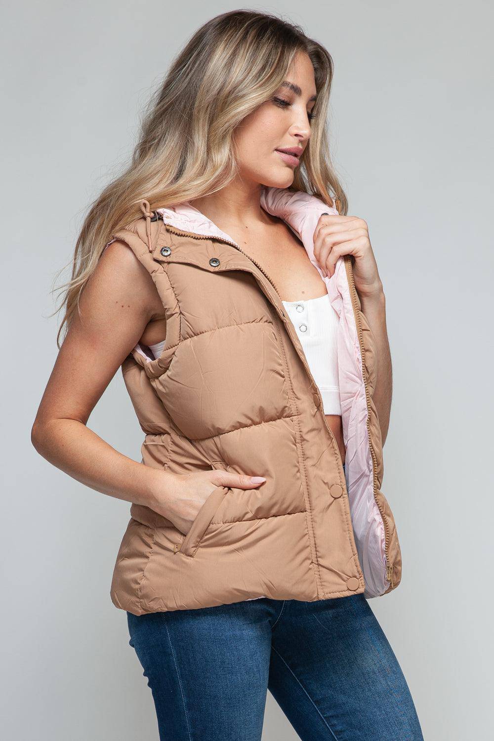 Alyssa Hooded Puffer Vest - Dapper Deluxe Fashion