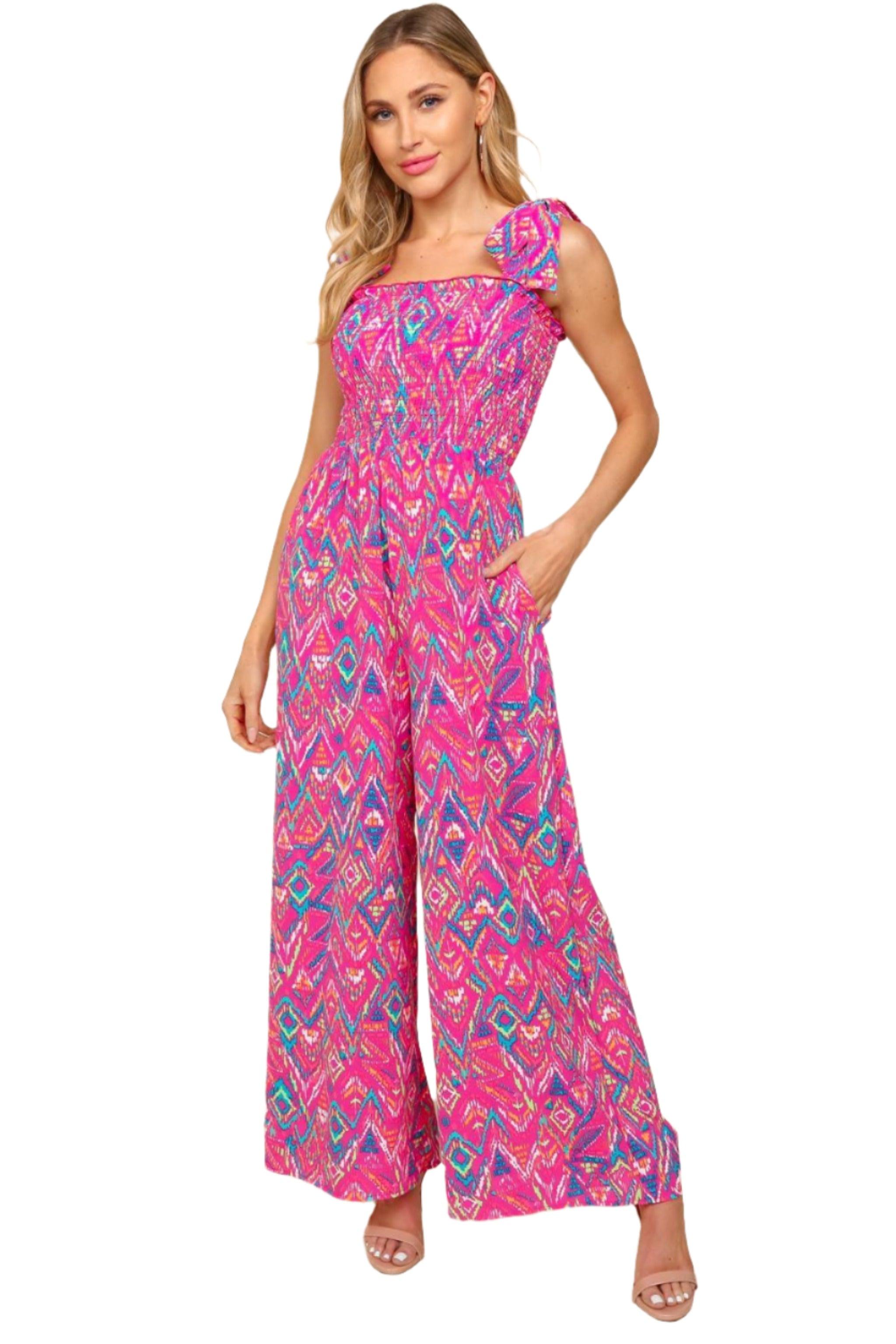 Carnival Smocked Sleeveless Jumpsuit - Dapper Deluxe Fashion