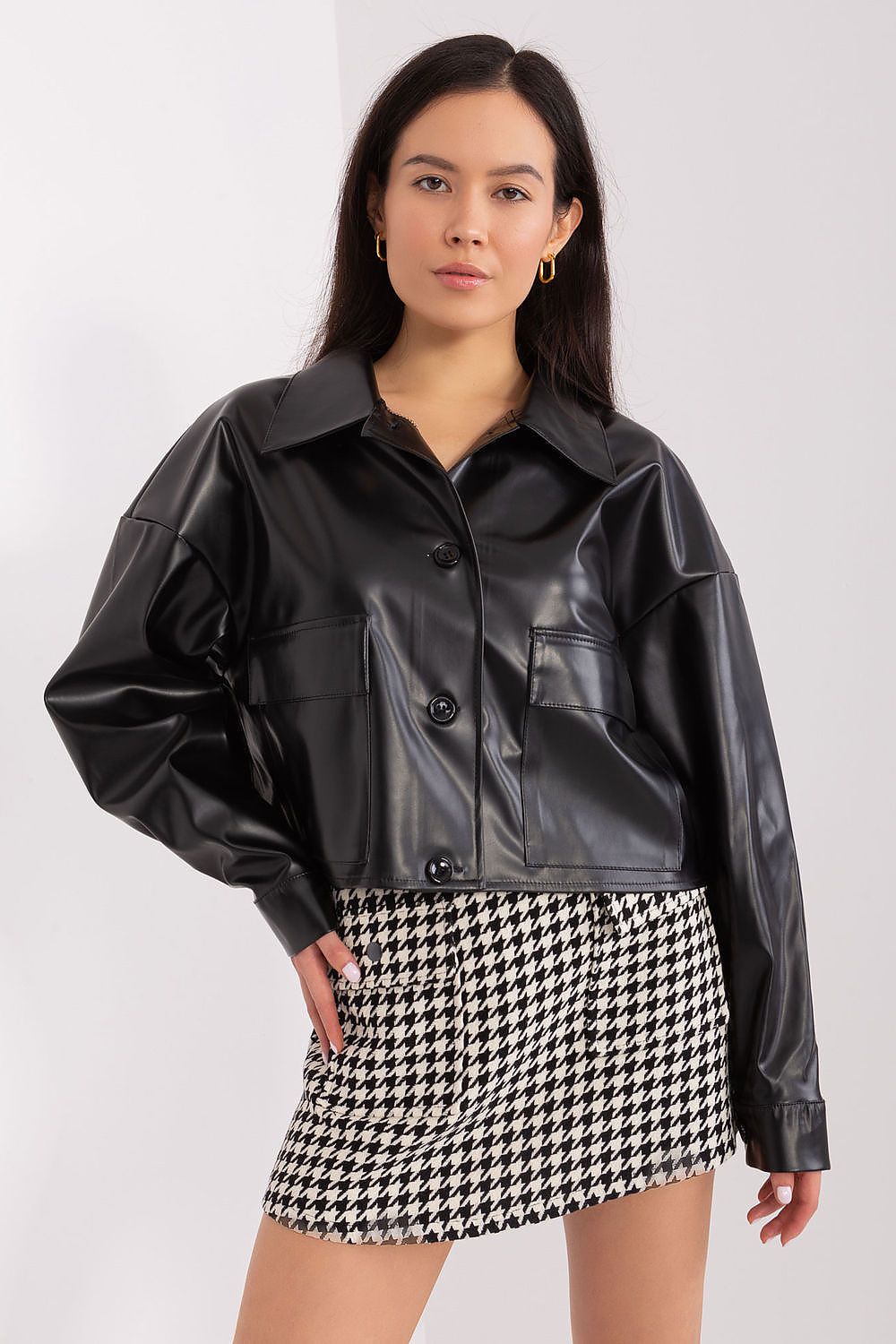 The Faux Leather Luxe Crop Shacket