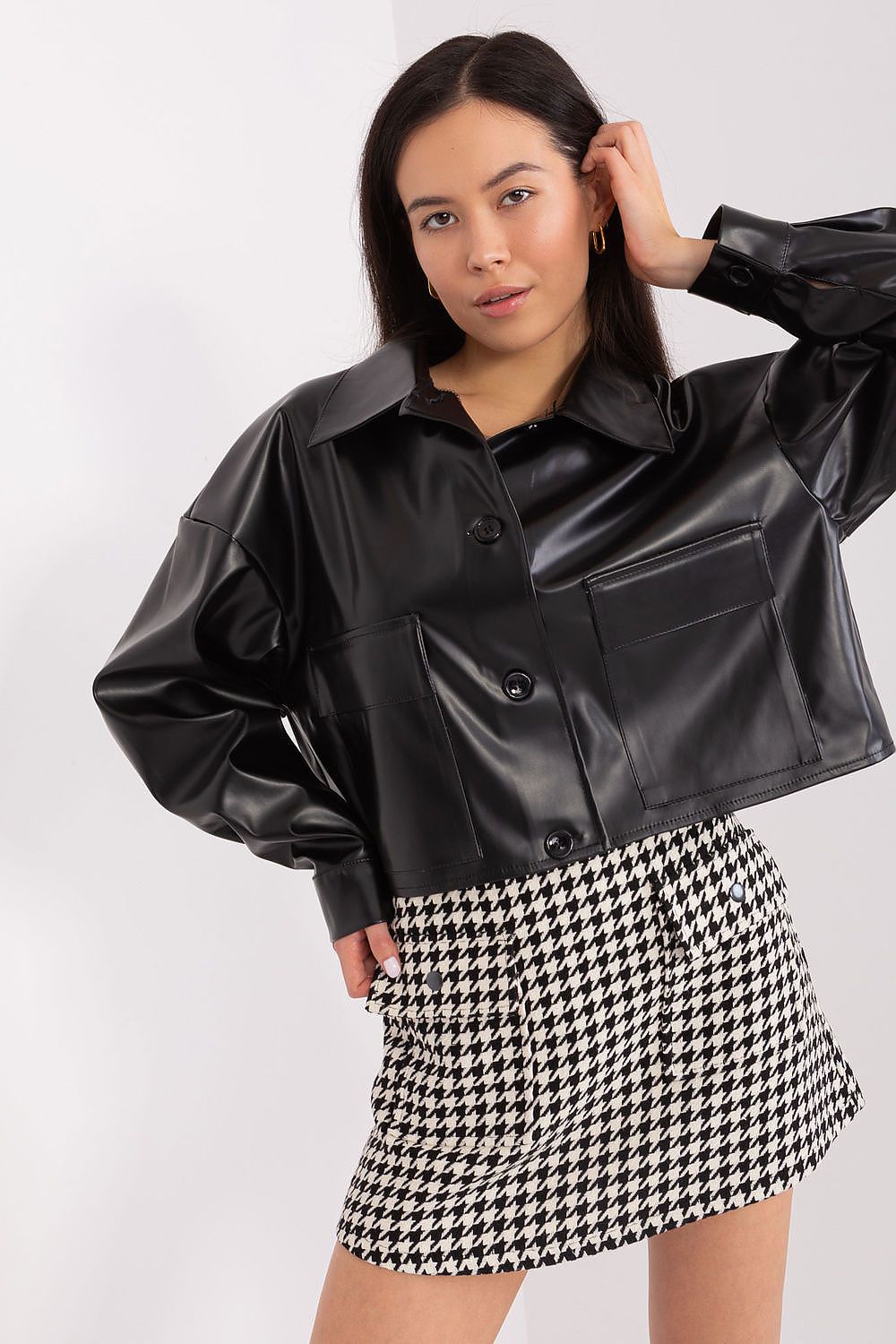 The Faux Leather Luxe Crop Shacket