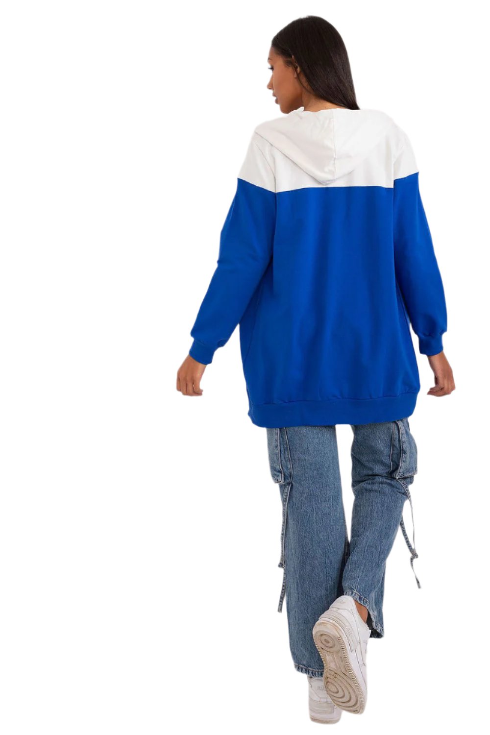 Color-Blocked Oversized Hoodie-Blue