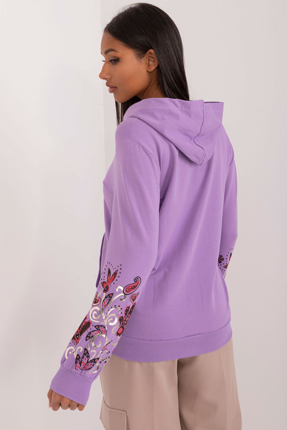 Lavender Hoodie with Embroidered Flair