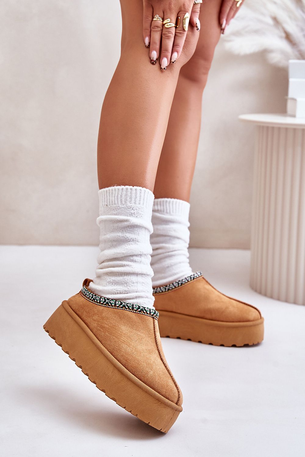 Platform Eco-Suede Slippers