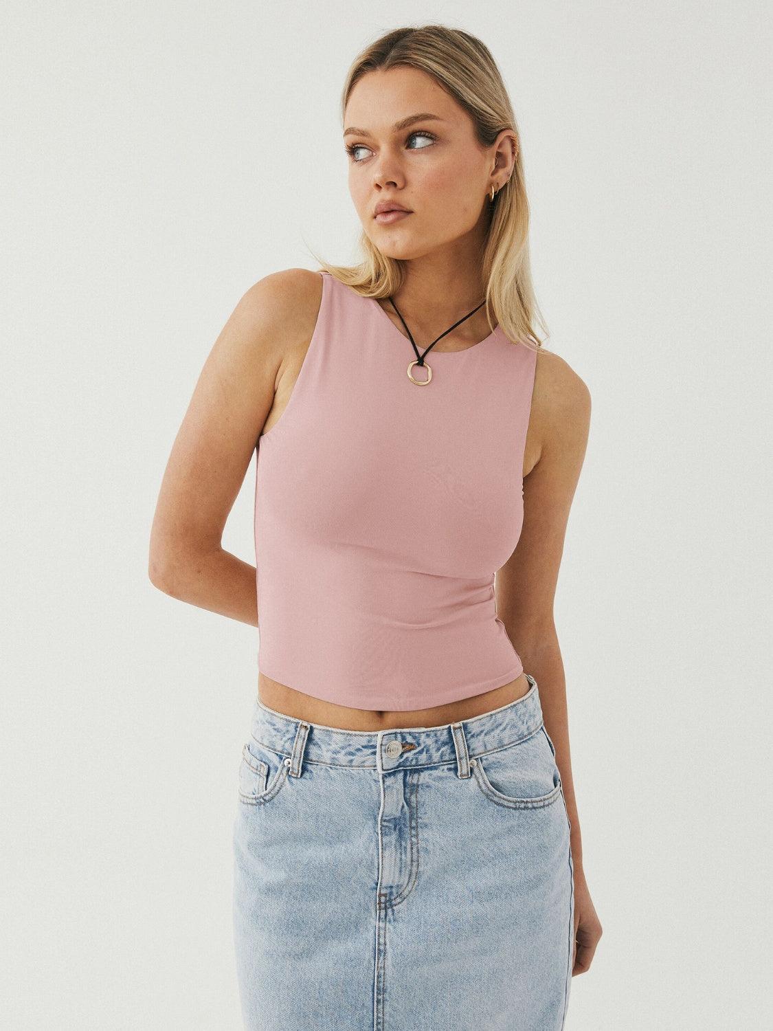 Round Neck Cropped Tank - Dapper Deluxe Fashion