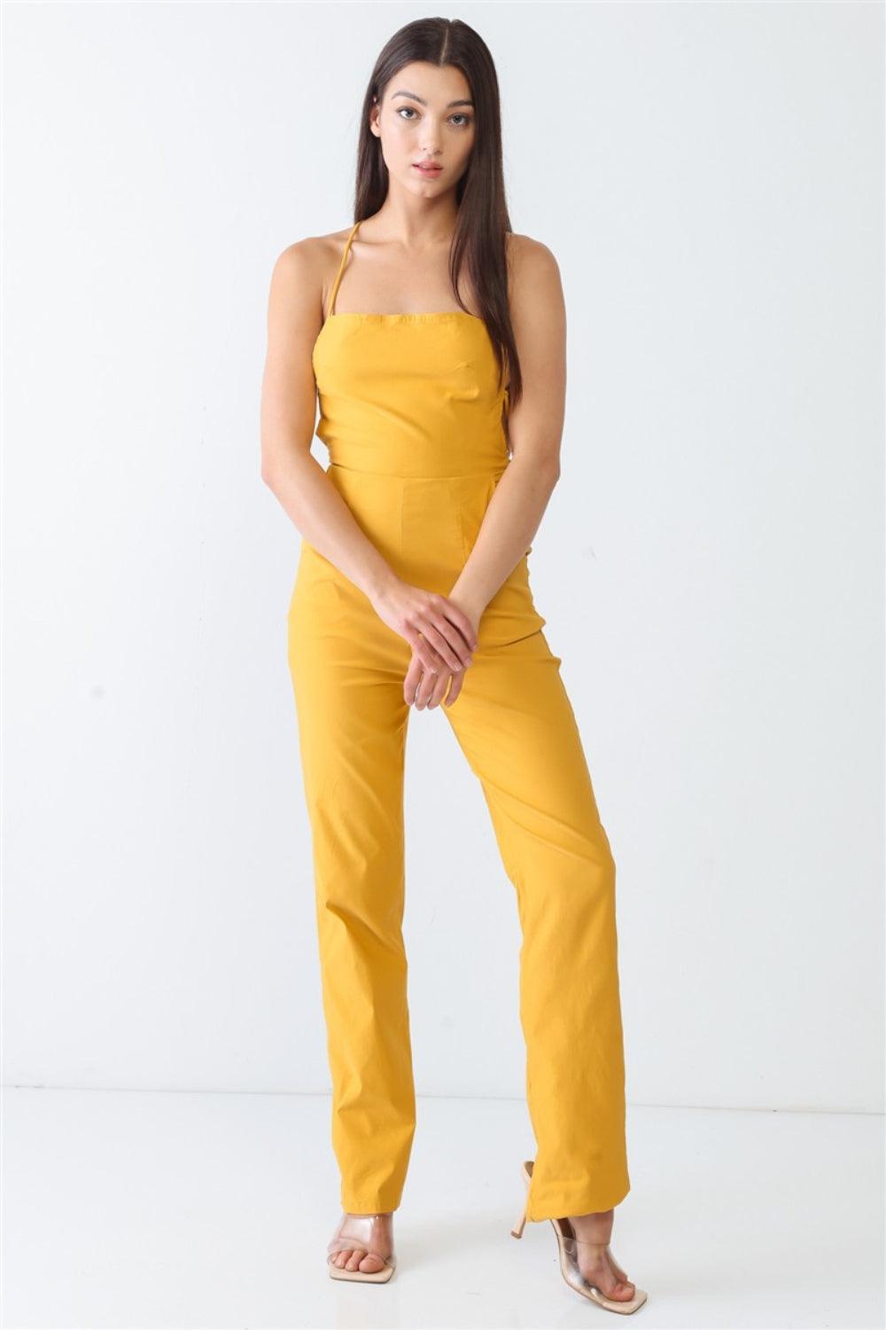 Doreli Group Backless Tied Spaghetti Strap Sleeveless Jumpsuit - Dapper Deluxe Fashion