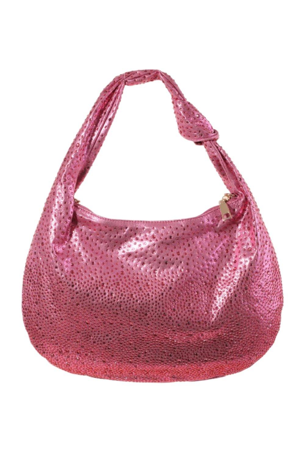 Rhinestone Studded Hobo Mini Bag - Dapper Deluxe Fashion