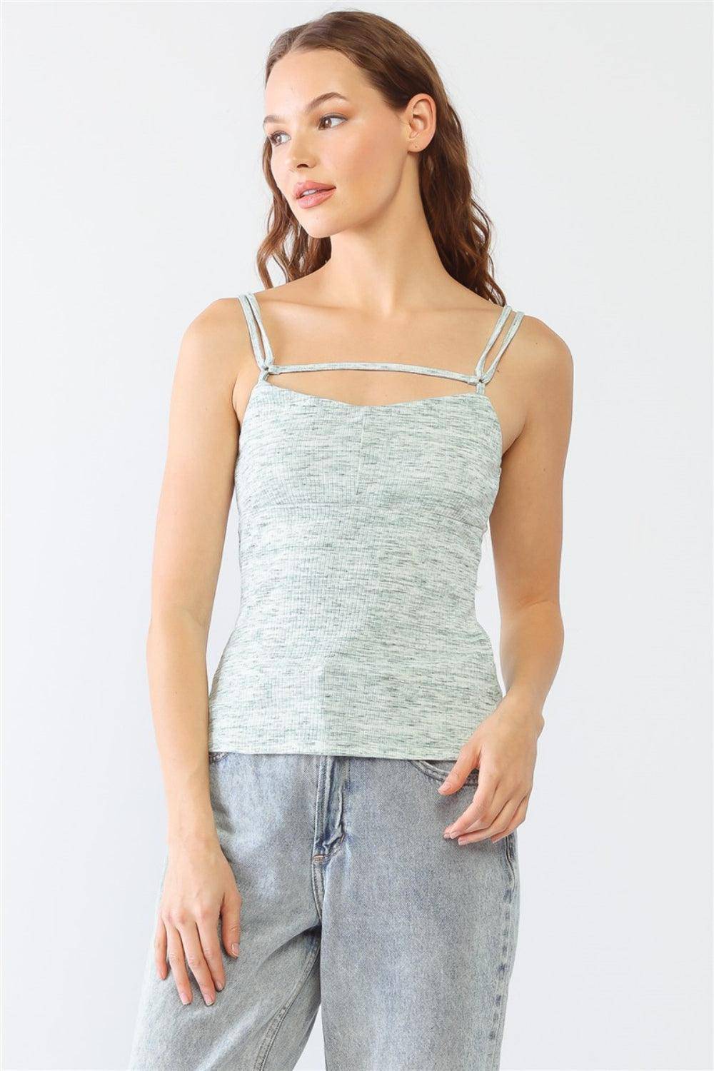 Le Lis Heathered Ribbed Adjustable Strap Cami - Dapper Deluxe Fashion