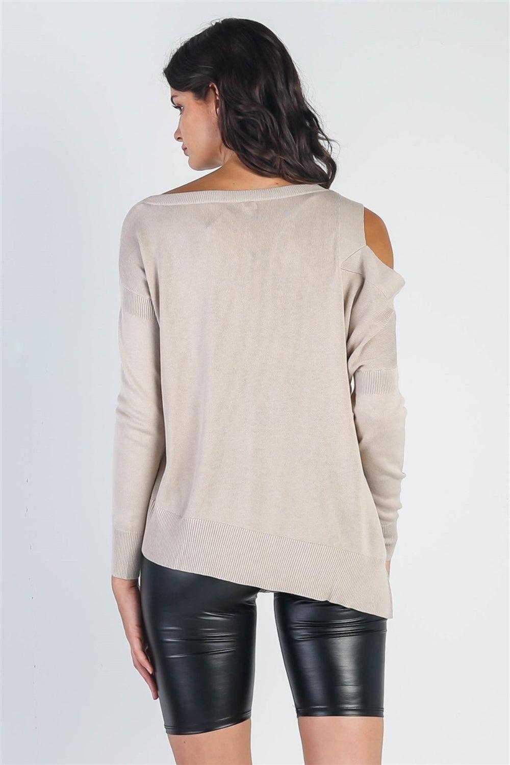 UNIQ Cold Shoulder Long Sleeve Knit Top - Dapper Deluxe Fashion