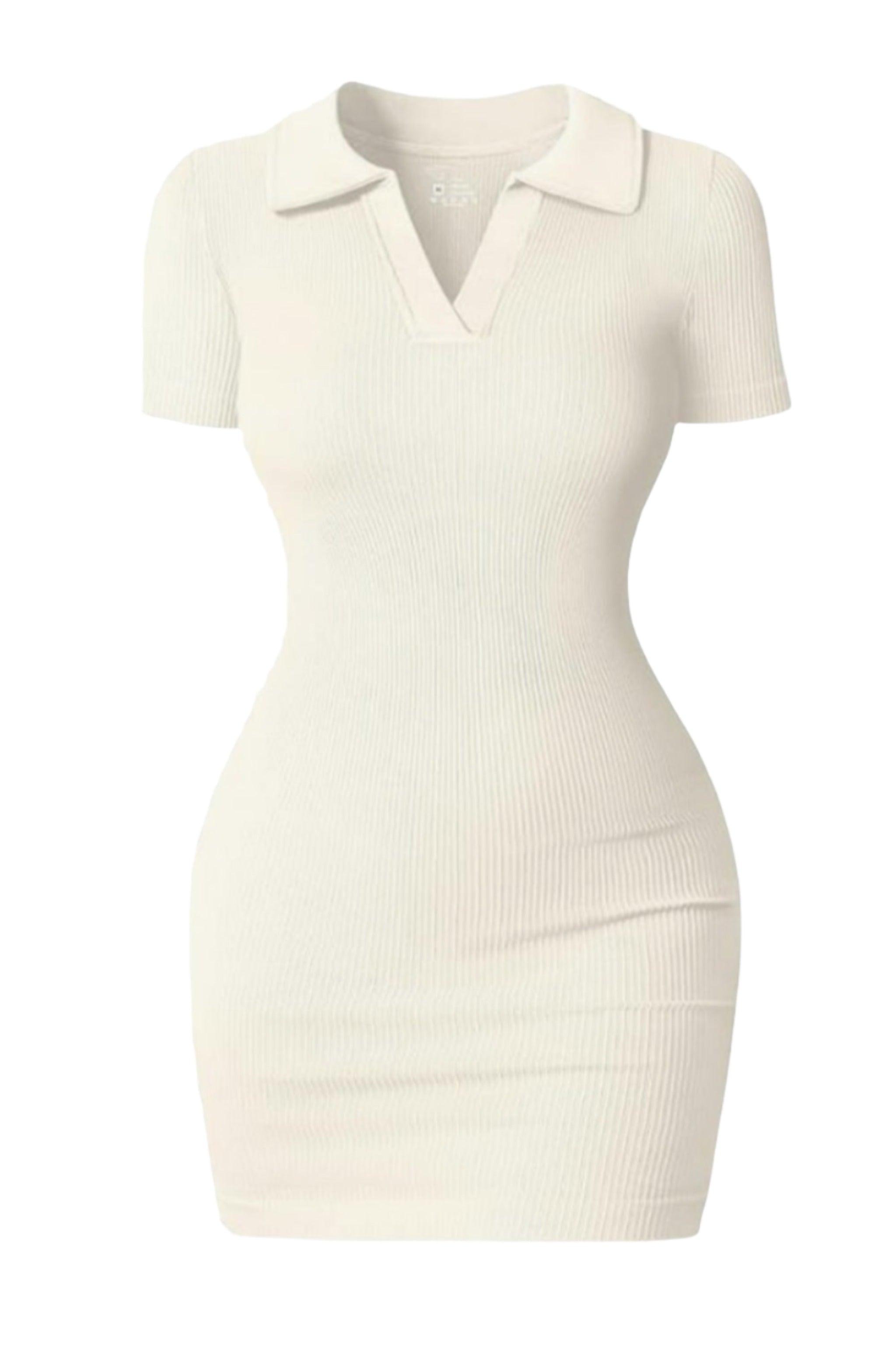 Camille Ribbed Polo Mini Dress - Dapper Deluxe Fashion