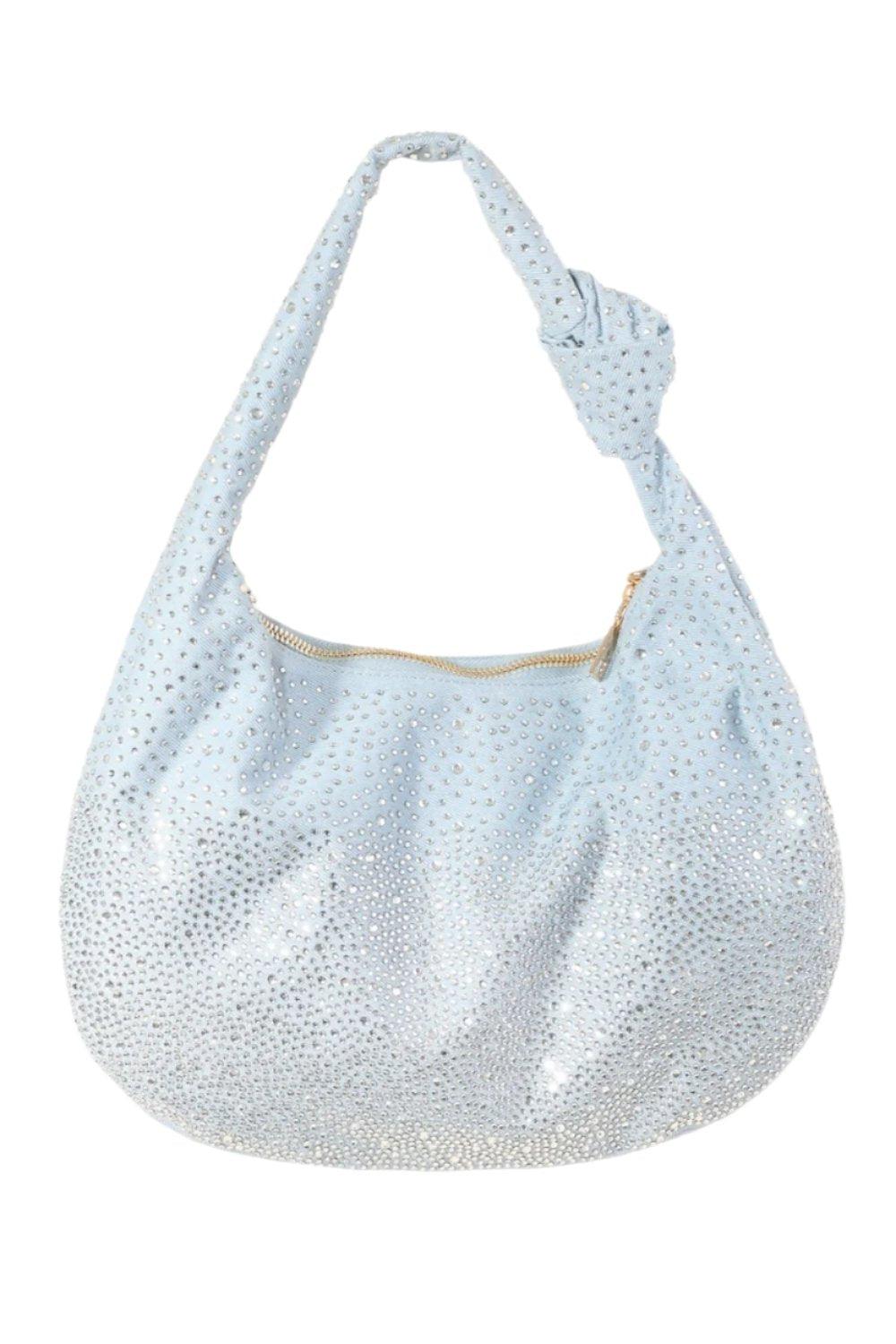 Rhinestone Studded Hobo Mini Bag - Dapper Deluxe Fashion