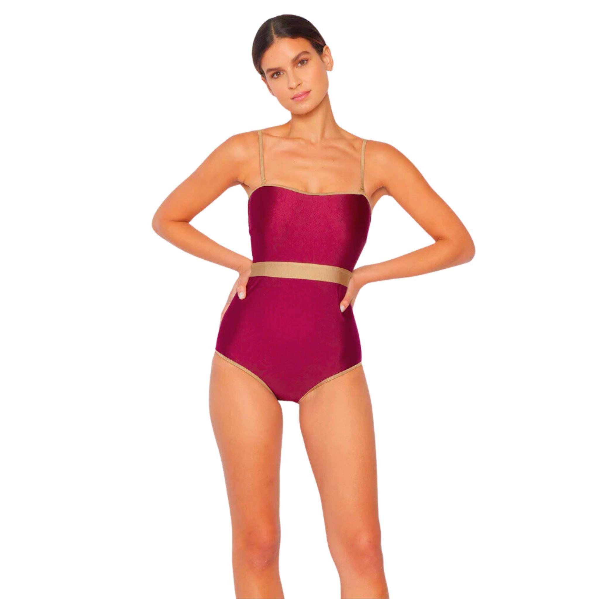 Fine Wine Contrast Trim One-Piece - Dapper Deluxe Fashion