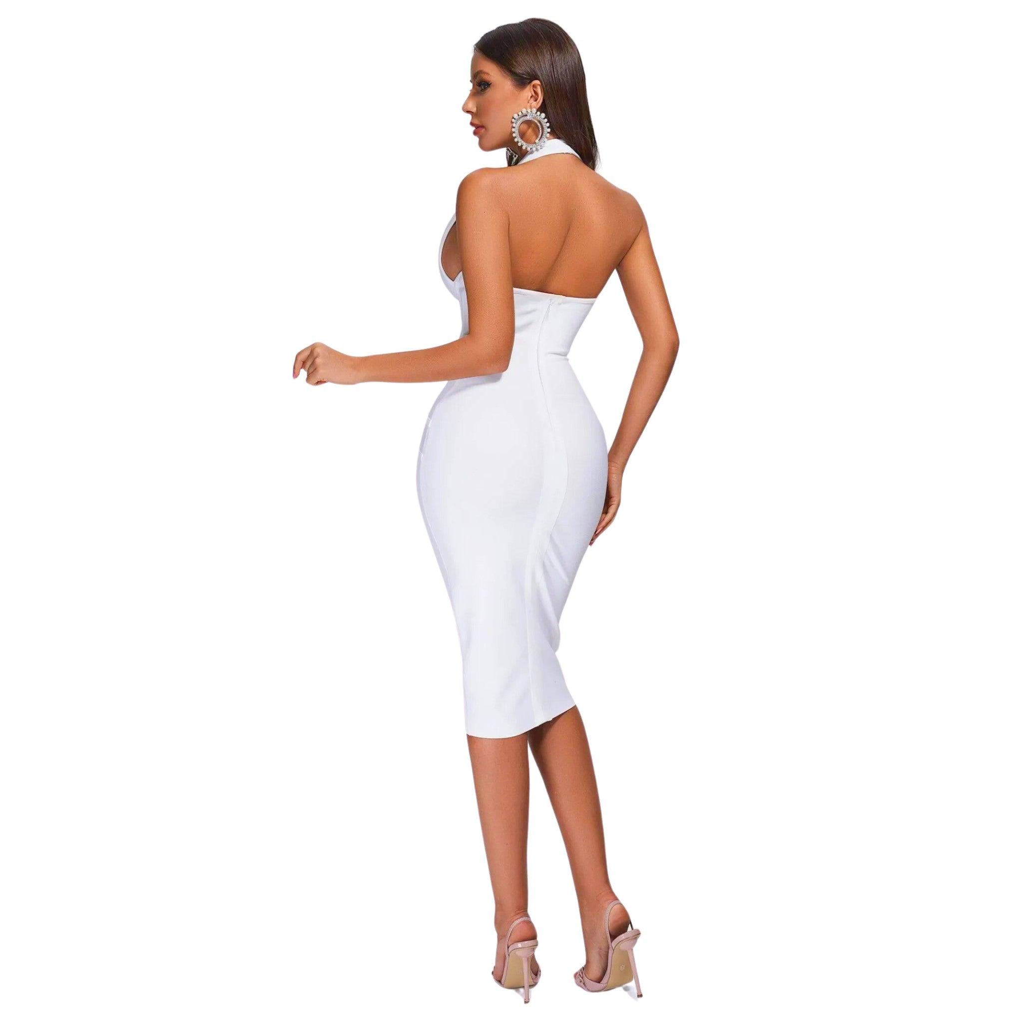 Halo Halter Mesh Bandage Dress - Dapper Deluxe Fashion