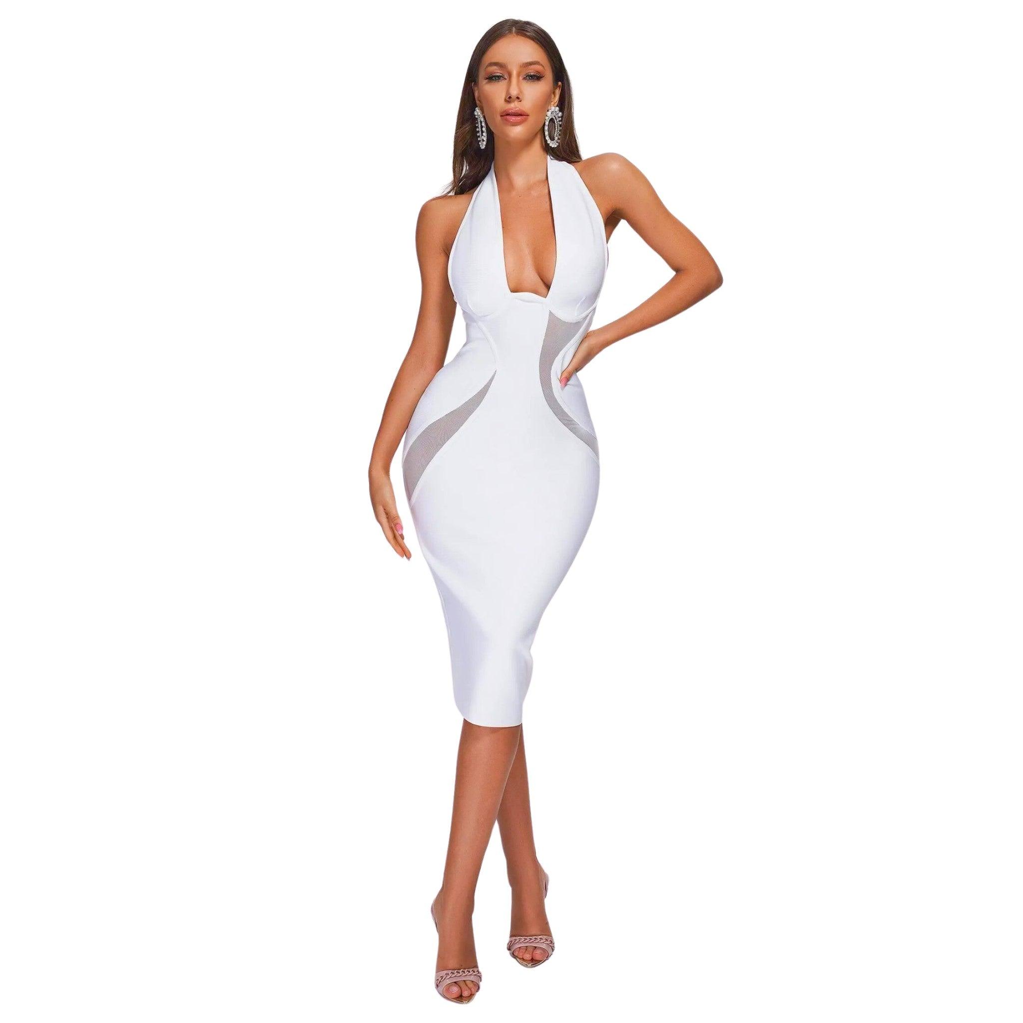 Halo Halter Mesh Bandage Dress - Dapper Deluxe Fashion