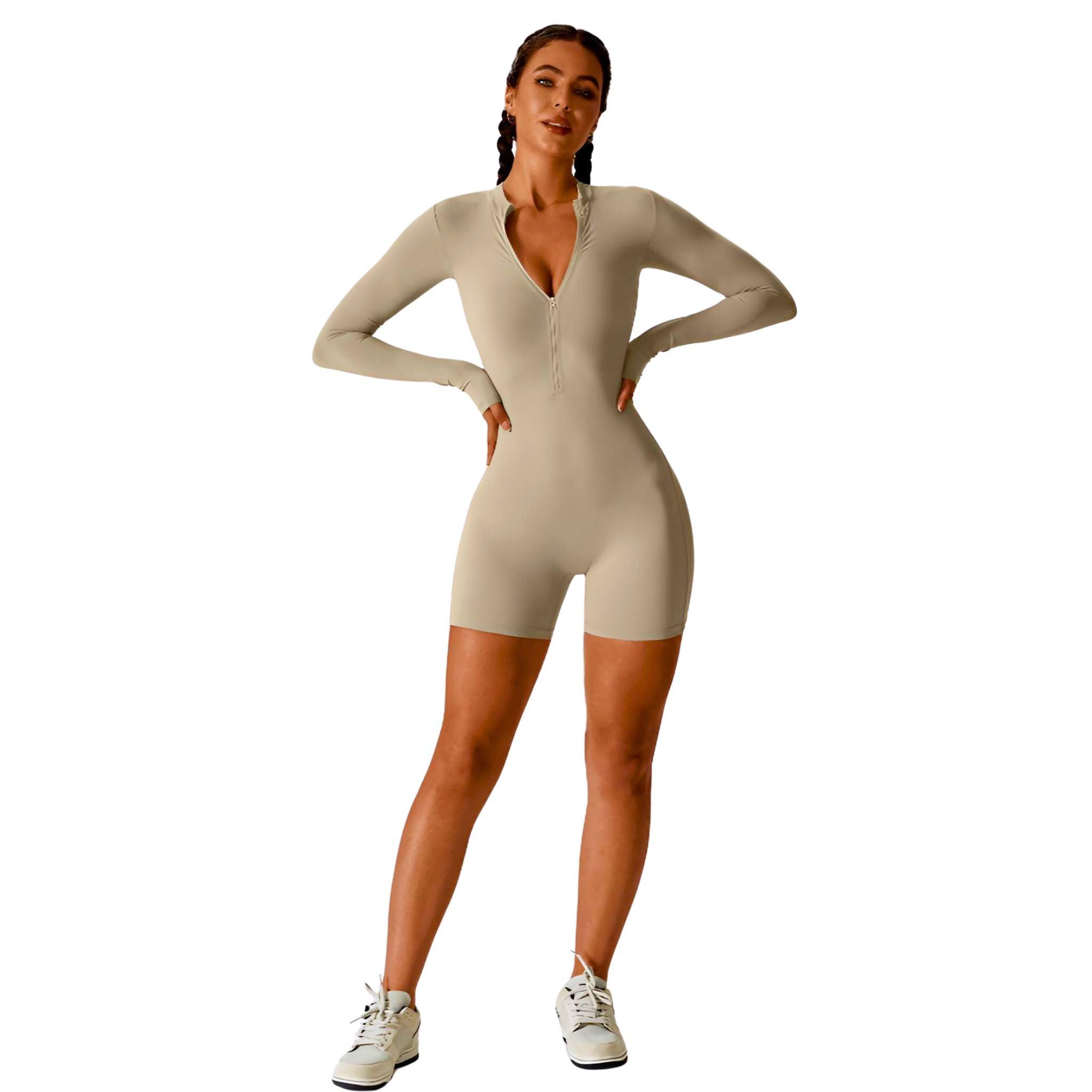 Jasmine Half Zip Active Romper - Dapper Deluxe Fashion