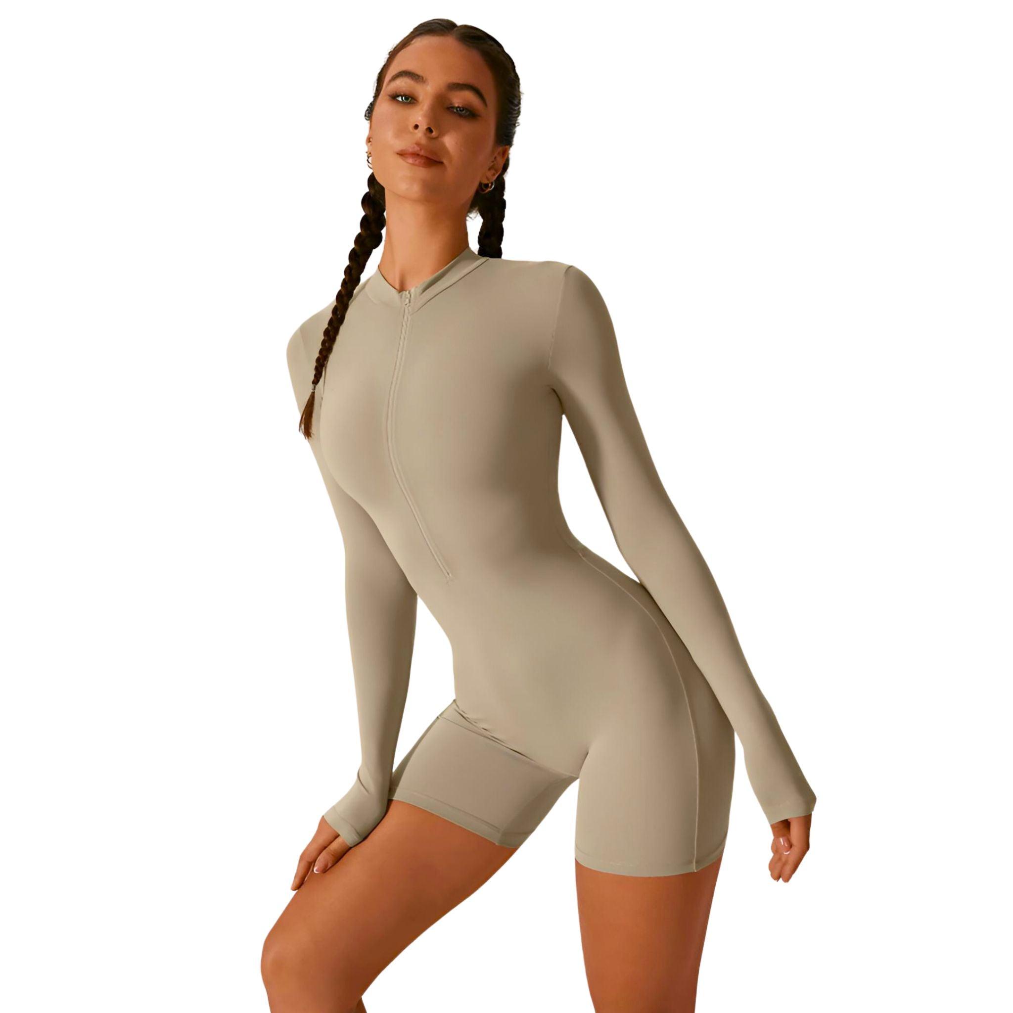 Jasmine Half Zip Active Romper - Dapper Deluxe Fashion