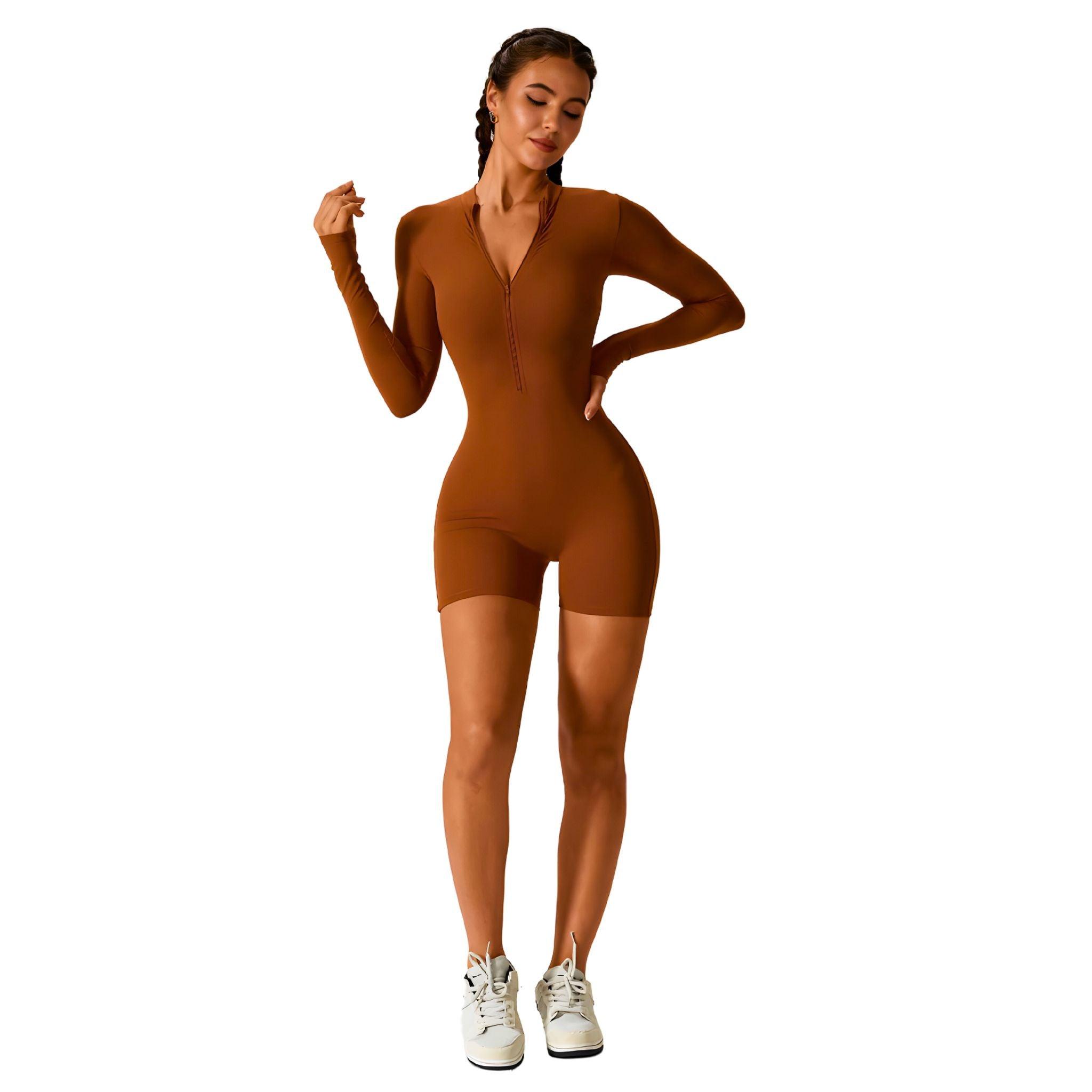 Jasmine Half Zip Active Romper - Dapper Deluxe Fashion