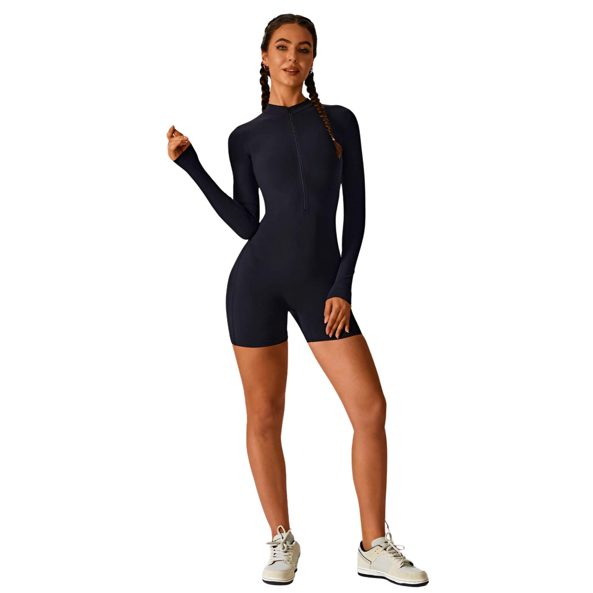 Jasmine Half Zip Active Romper - Dapper Deluxe Fashion