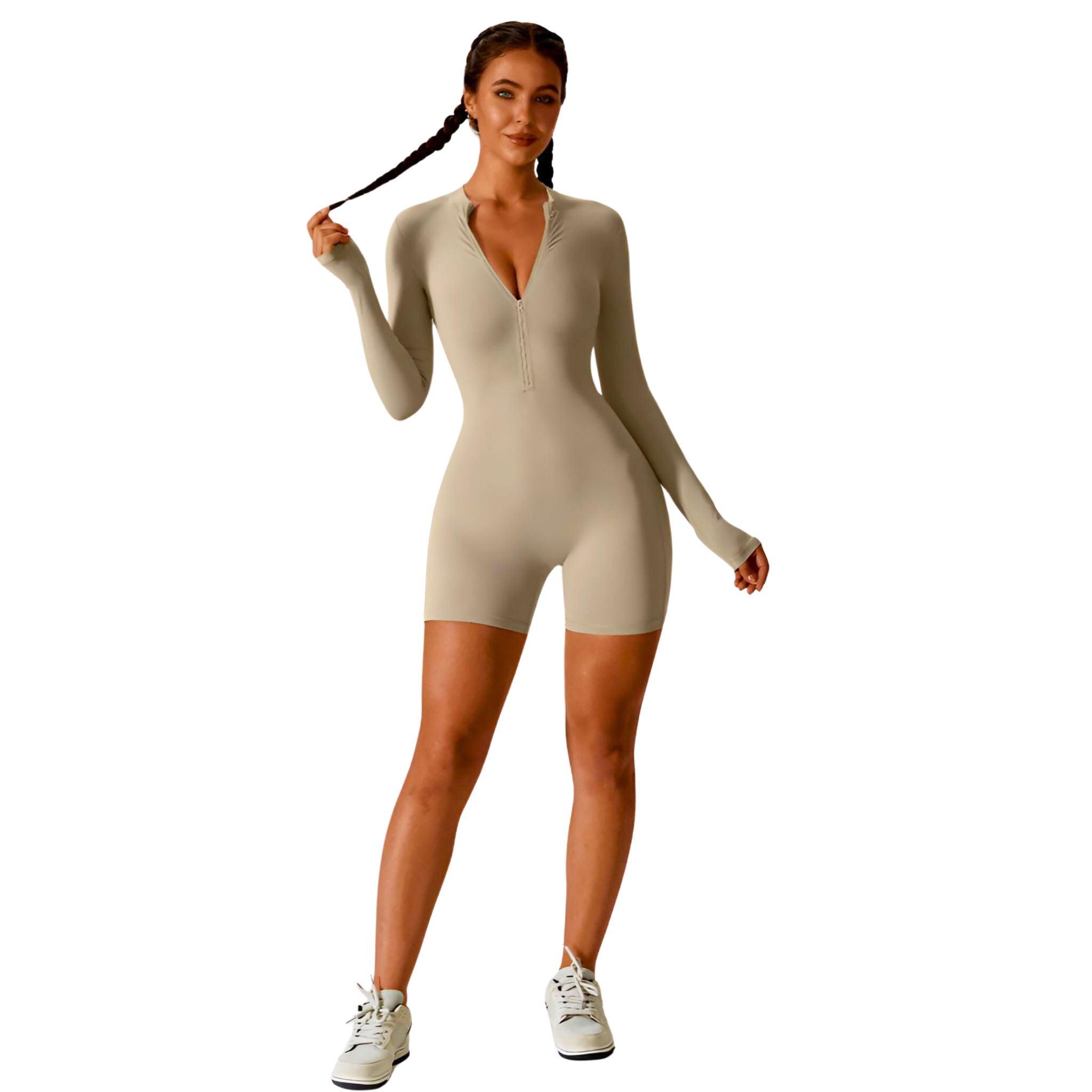 Jasmine Half Zip Active Romper - Dapper Deluxe Fashion