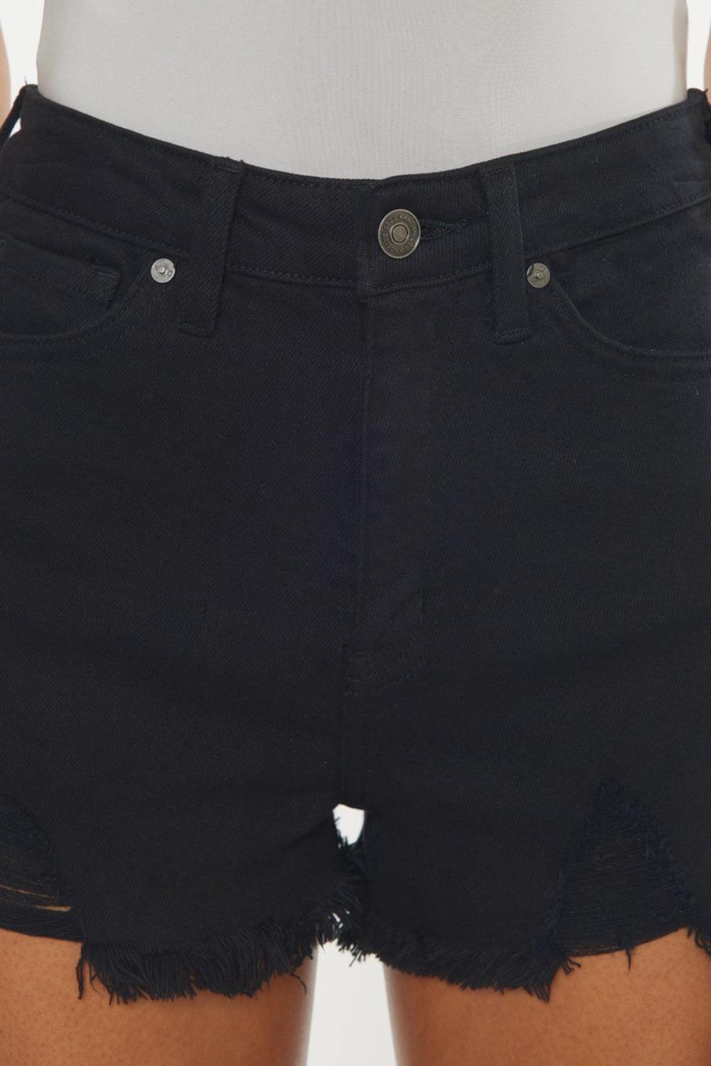 High Rise Raw Hem Denim Shorts - Dapper Deluxe Fashion