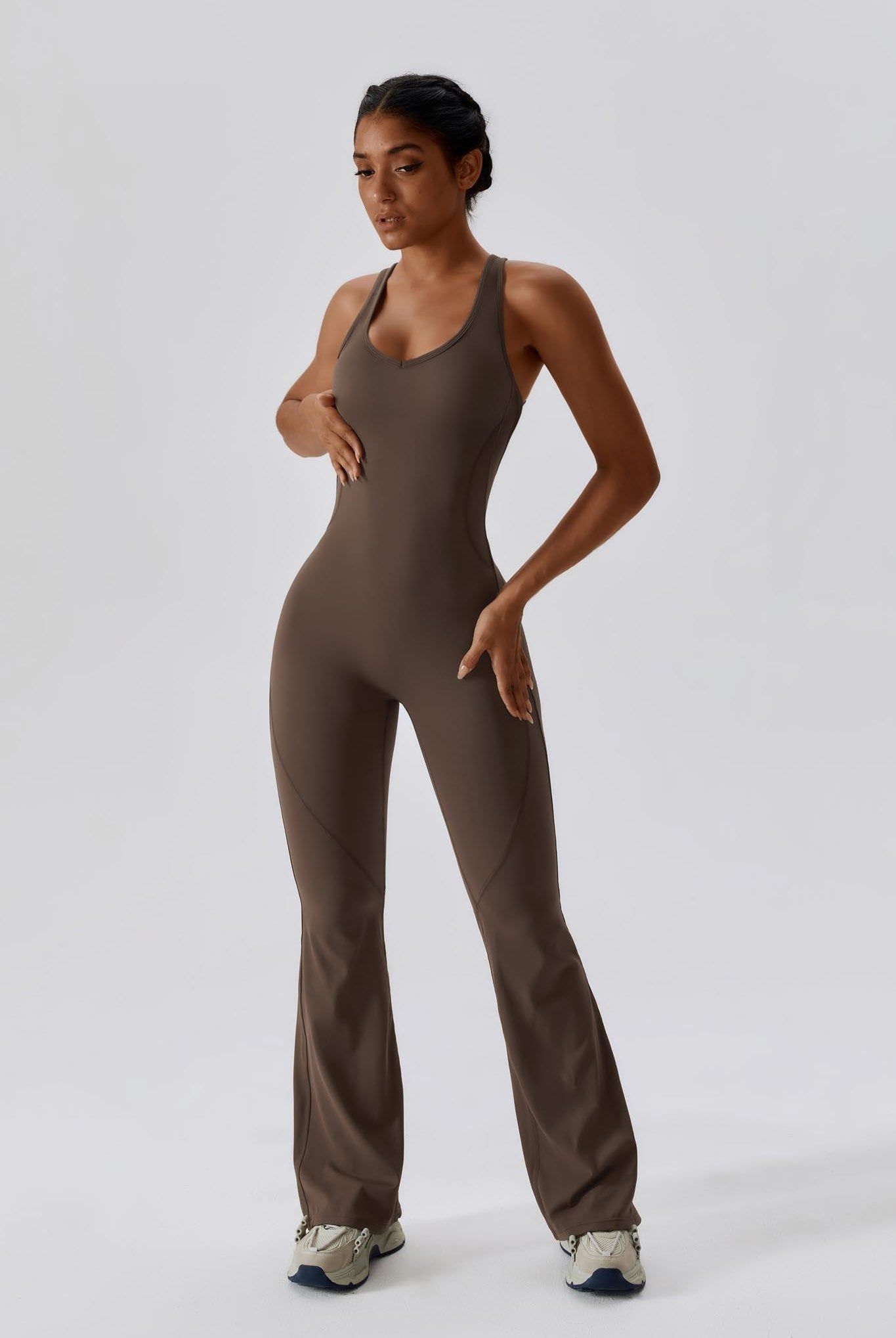 Brooke Booty Lift Active Jumpsuit-Brown