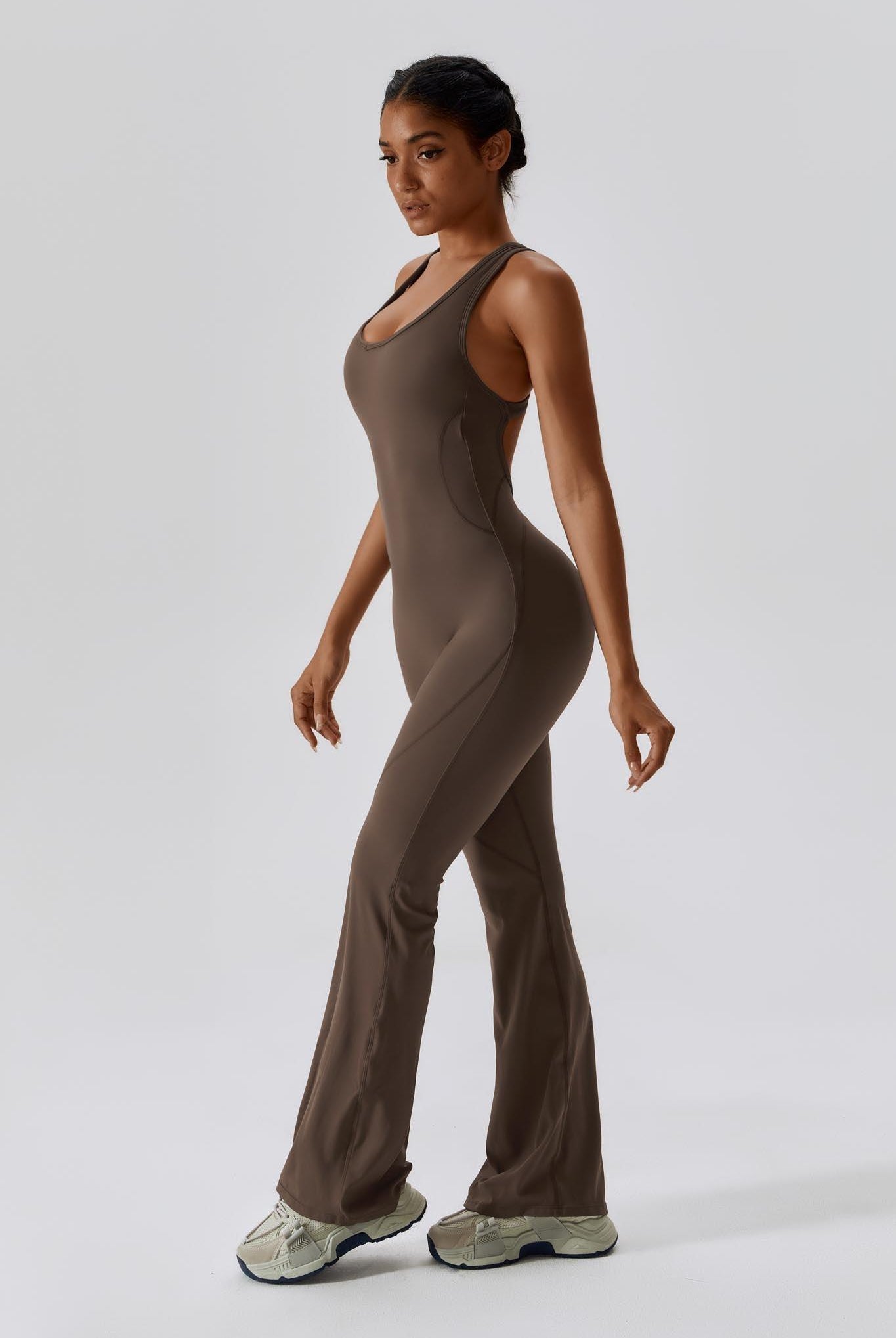 Brooke Booty Lift Active Jumpsuit-Brown