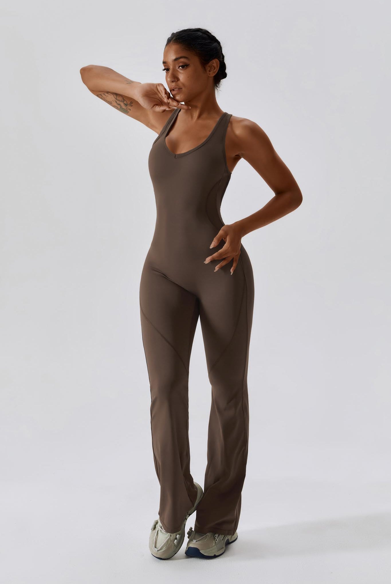 Brooke Booty Lift Active Jumpsuit-Brown