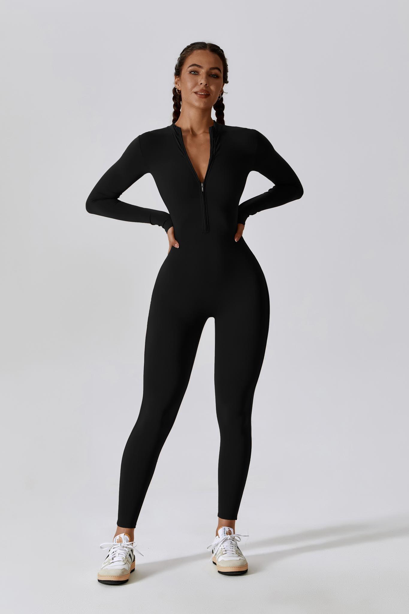 Sierra Long-Sleeve Active Jumpsuit-Black