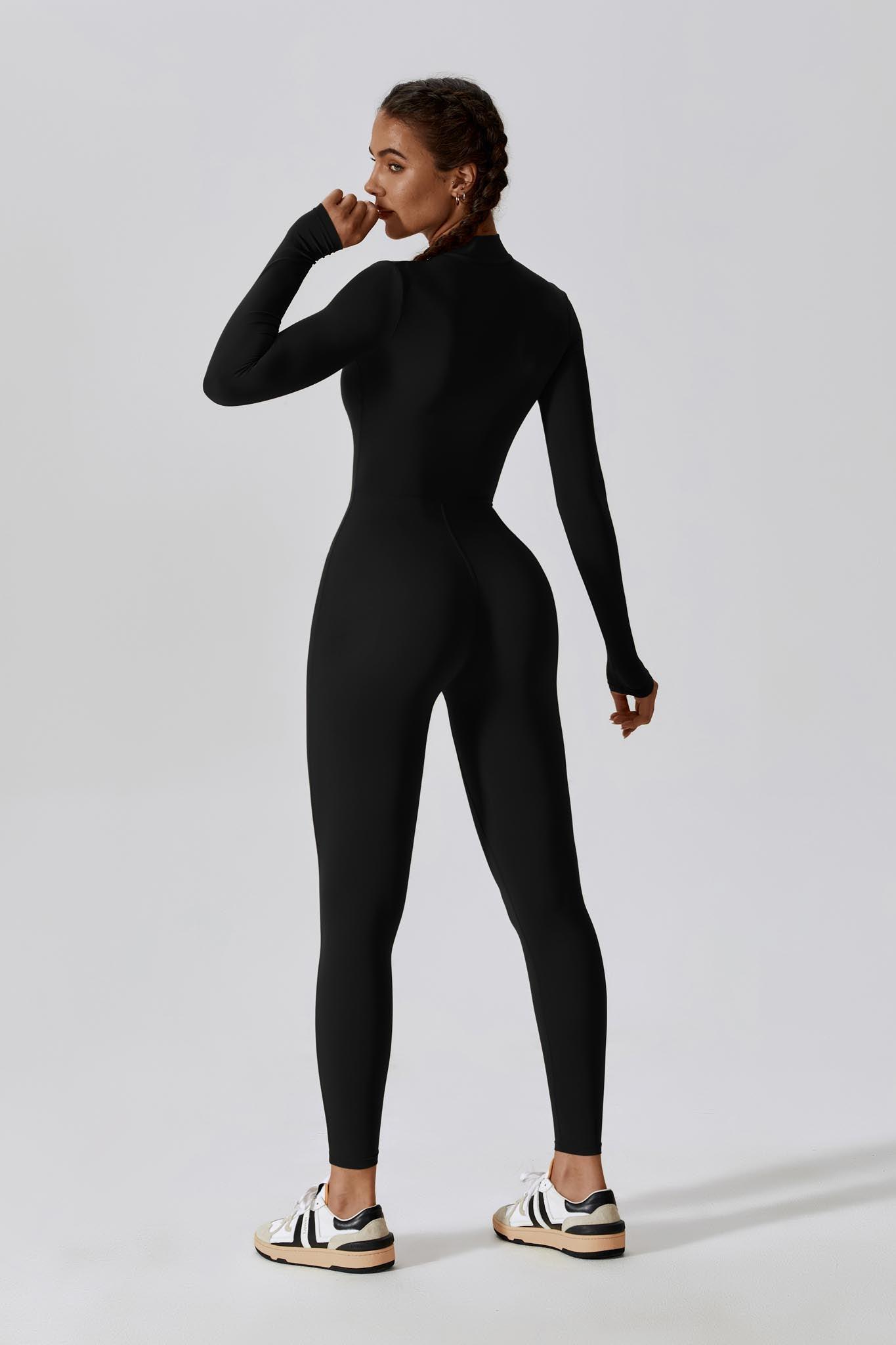 Sierra Long-Sleeve Active Jumpsuit-Black