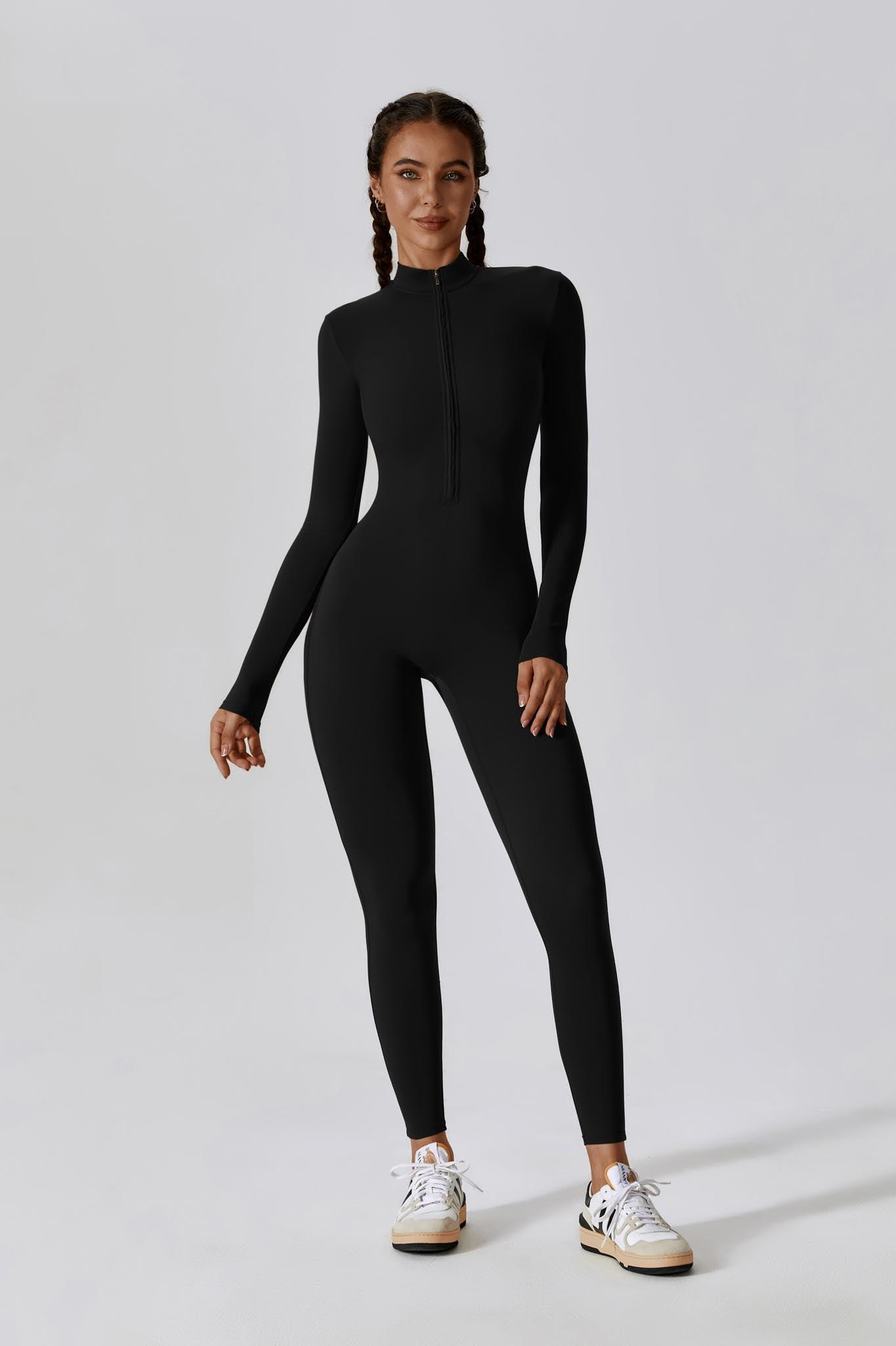 Sierra Long-Sleeve Active Jumpsuit-Black