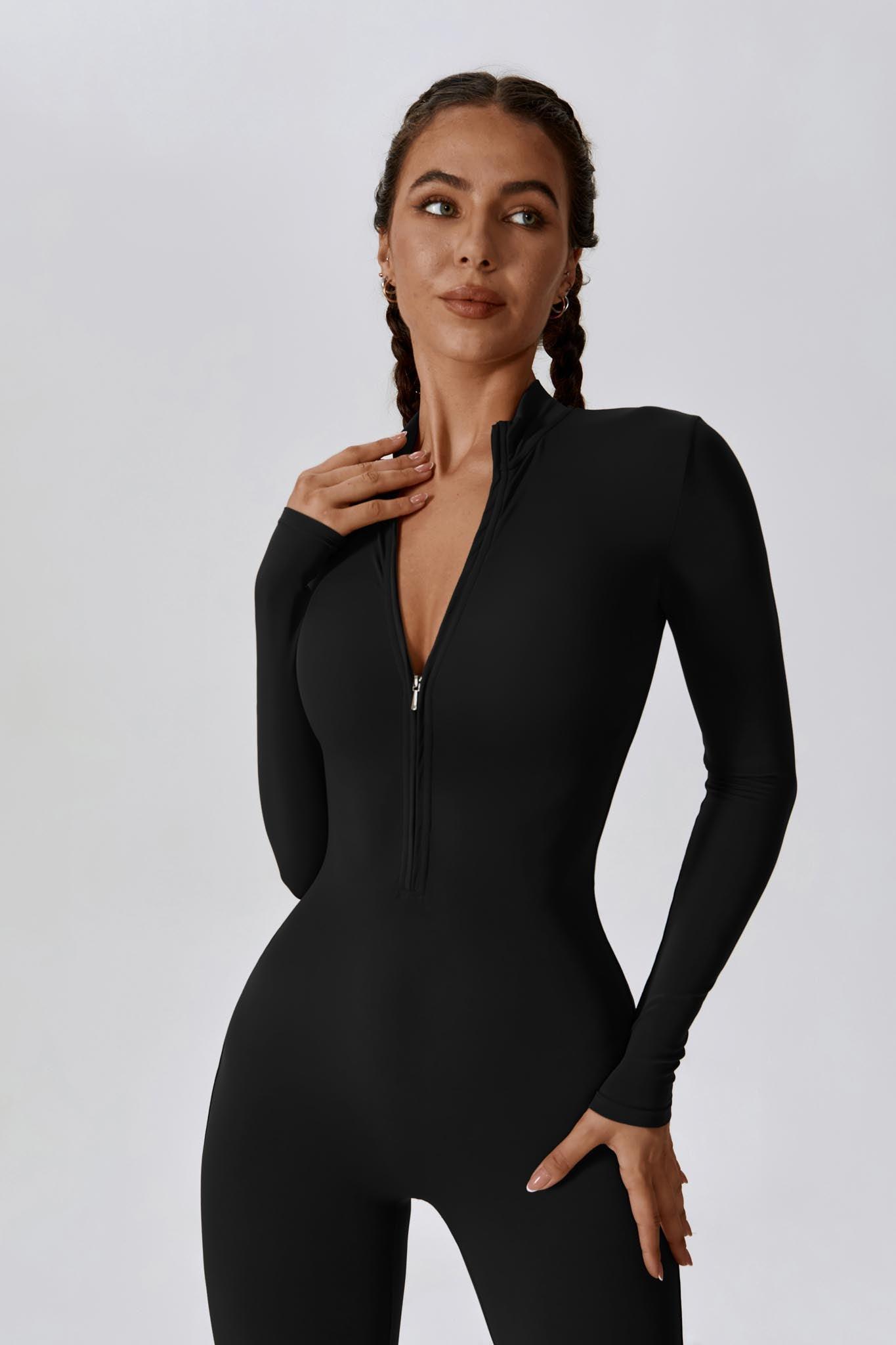 Sierra Long-Sleeve Active Jumpsuit-Black