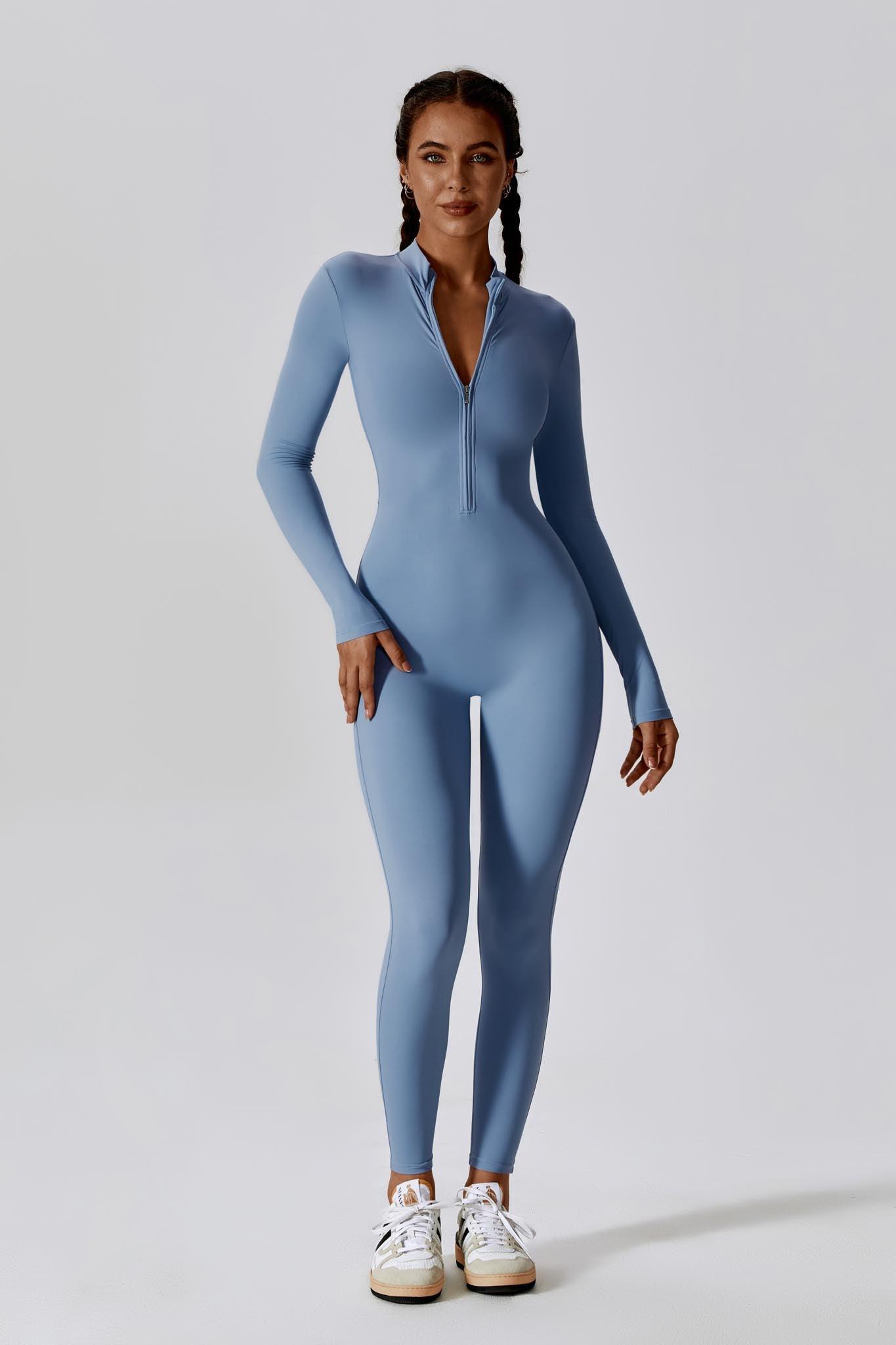 Sierra Long-Sleeve Active Jumpsuit-Chambray