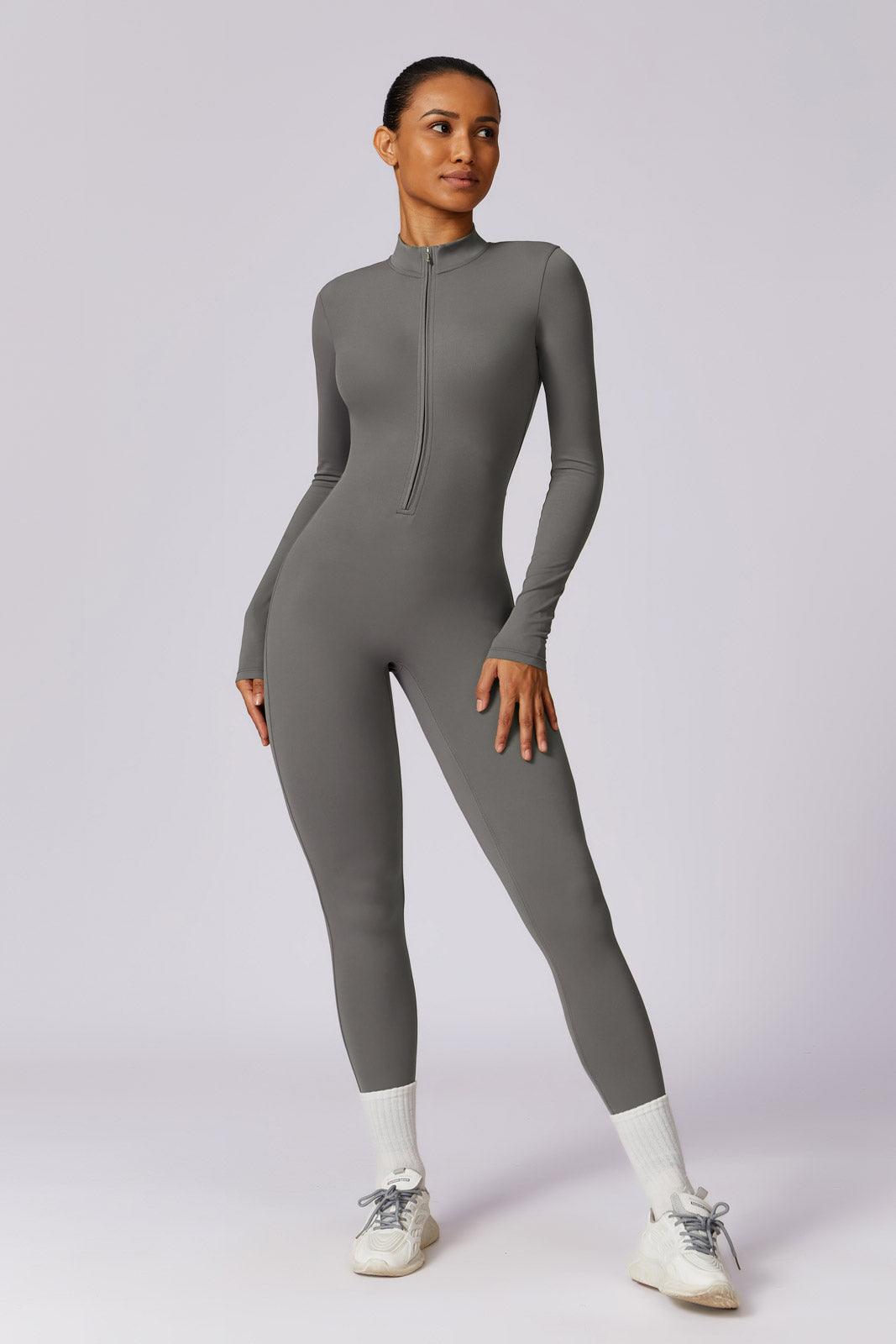 Sierra Long-Sleeve Active Jumpsuit-Gray