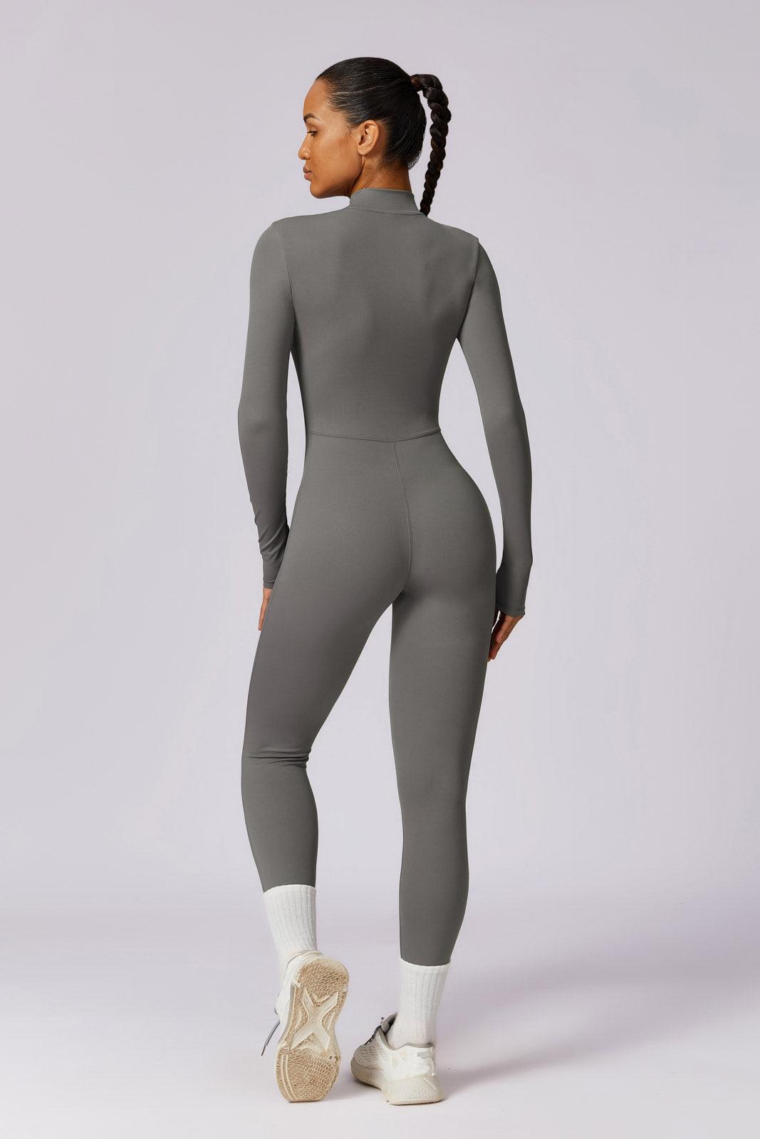 Sierra Long-Sleeve Active Jumpsuit-Gray