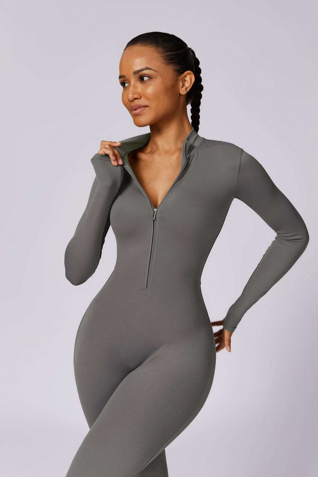 Sierra Long-Sleeve Active Jumpsuit-Gray