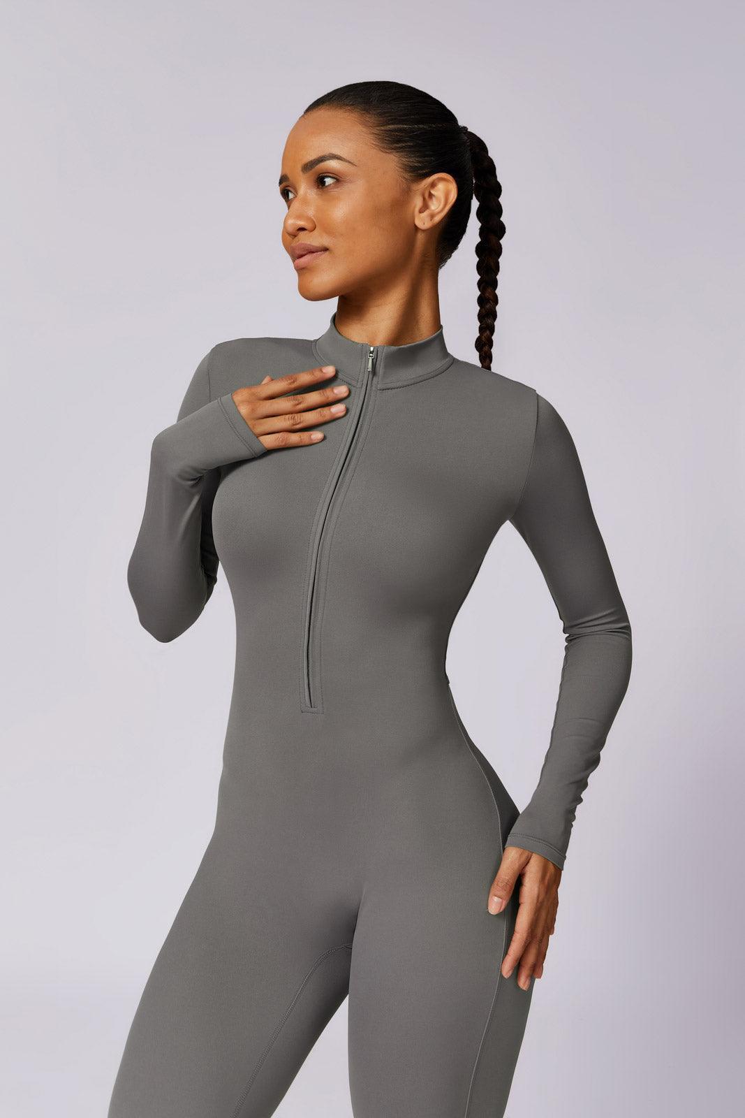 Sierra Long-Sleeve Active Jumpsuit-Gray