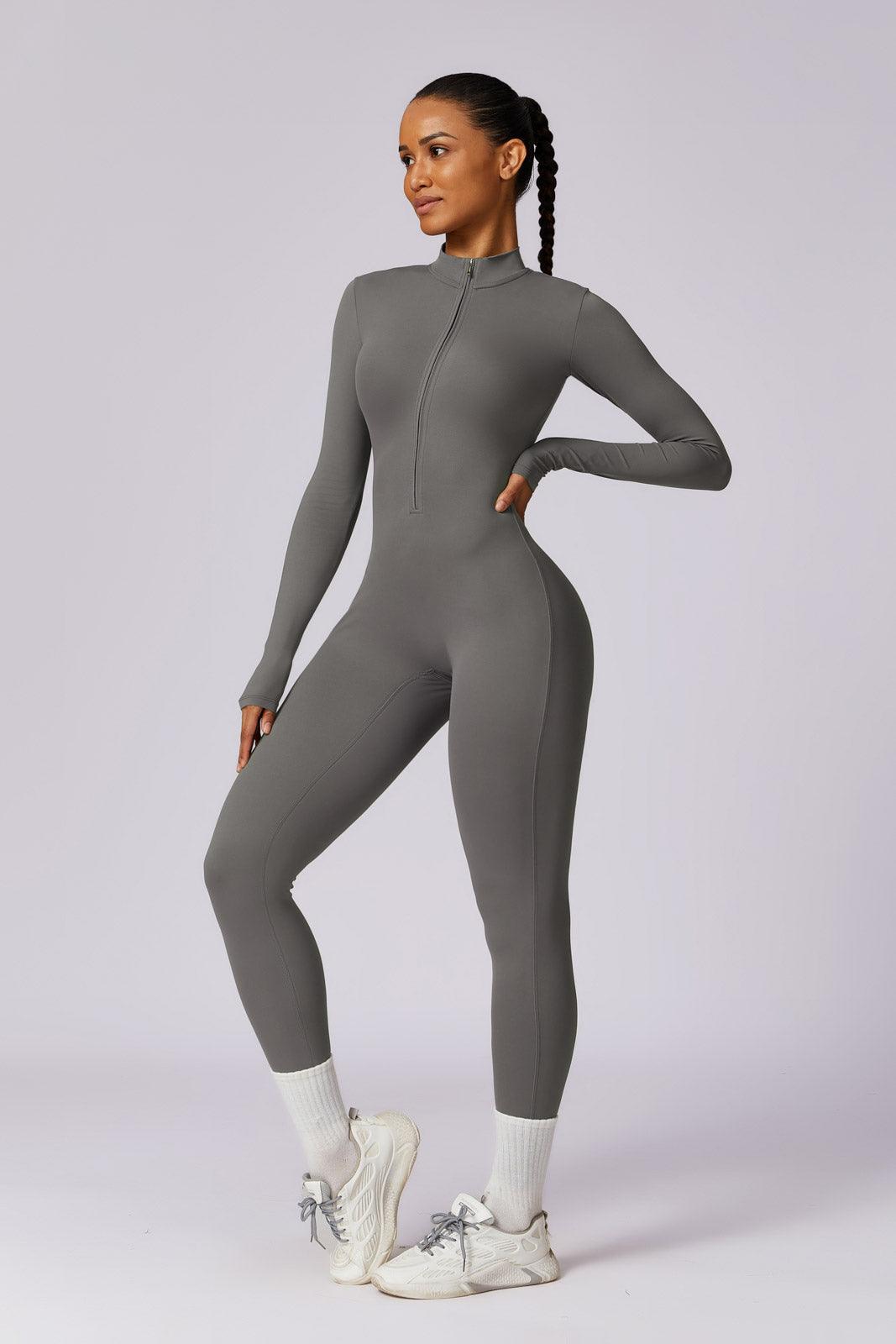 Sierra Long-Sleeve Active Jumpsuit-Gray