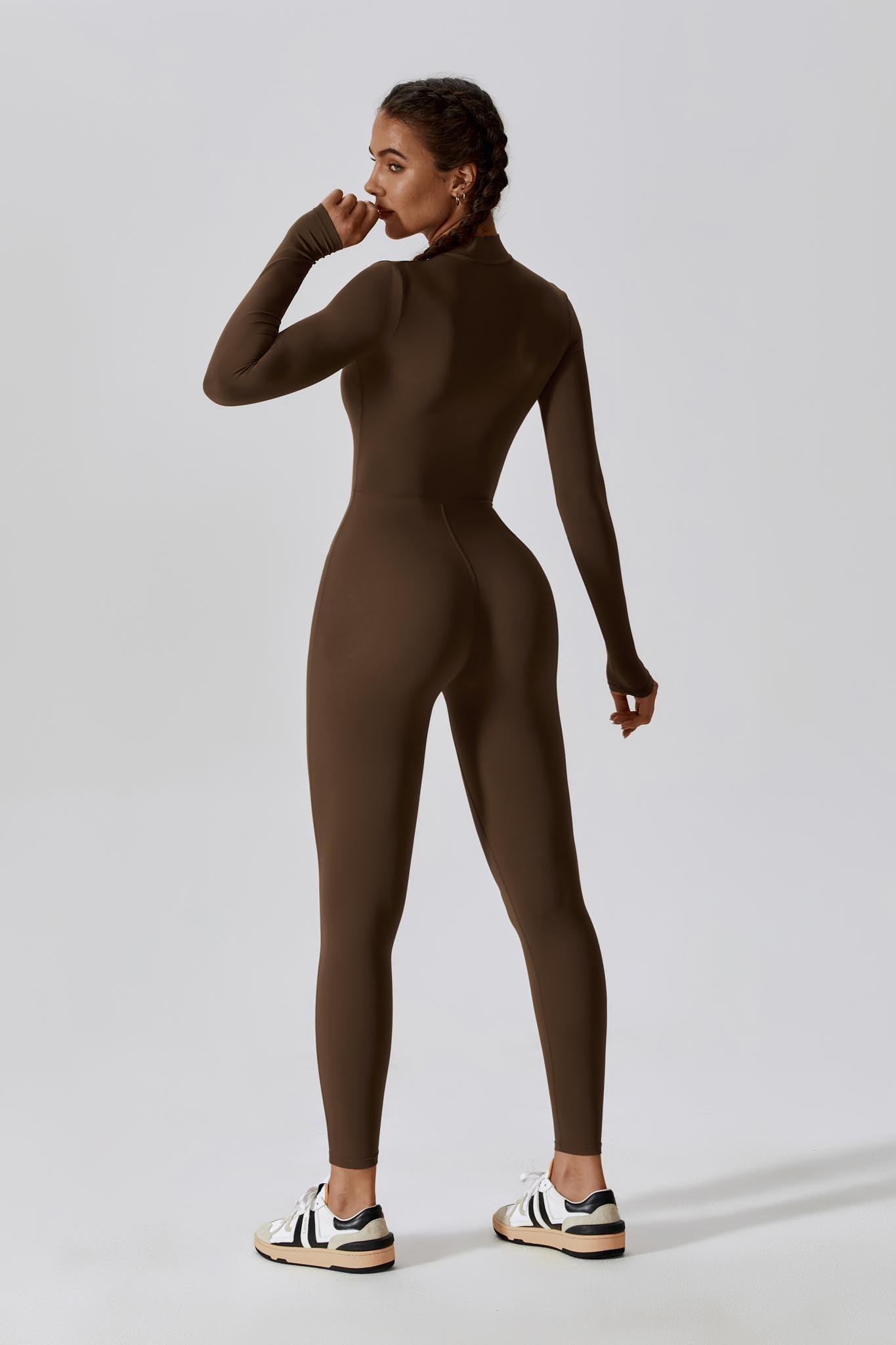 Sierra Long-Sleeve Active Jumpsuit-Brown